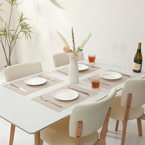 Miniatura 220 de Leetaltree - Manteles individuales, resistentes al calor, antideslizantes, para mesa de comedor, lavables, duraderos, tejido de PVC