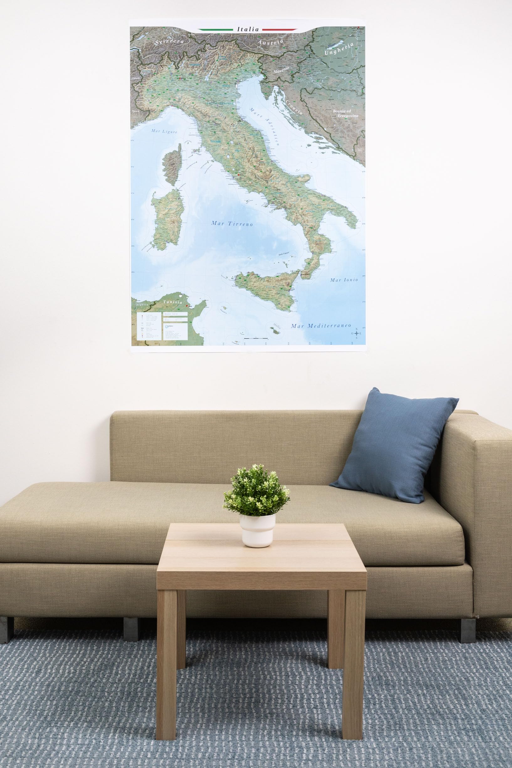Large map of Italy with full lamination (wall map) 39 x 55 inches, Italian regions - Image 2