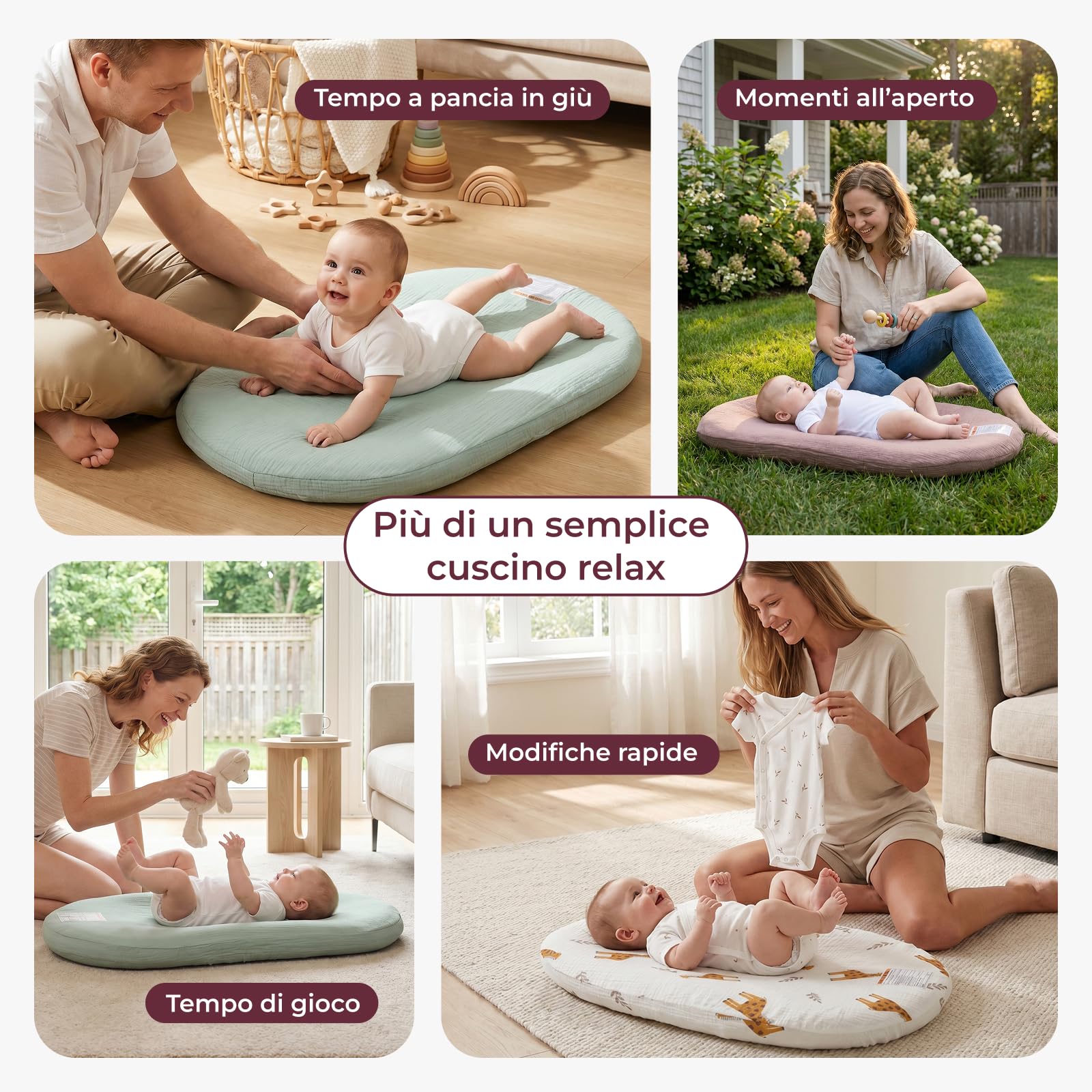 Momcozy Riduttore Lettino Neonato, Nido Neonato Traspirante con Rete 3D, Cuscino Lounger Leggero 820g con Fodera Lavabile, per Tummy Time, Gioco e Cambio, Marrone