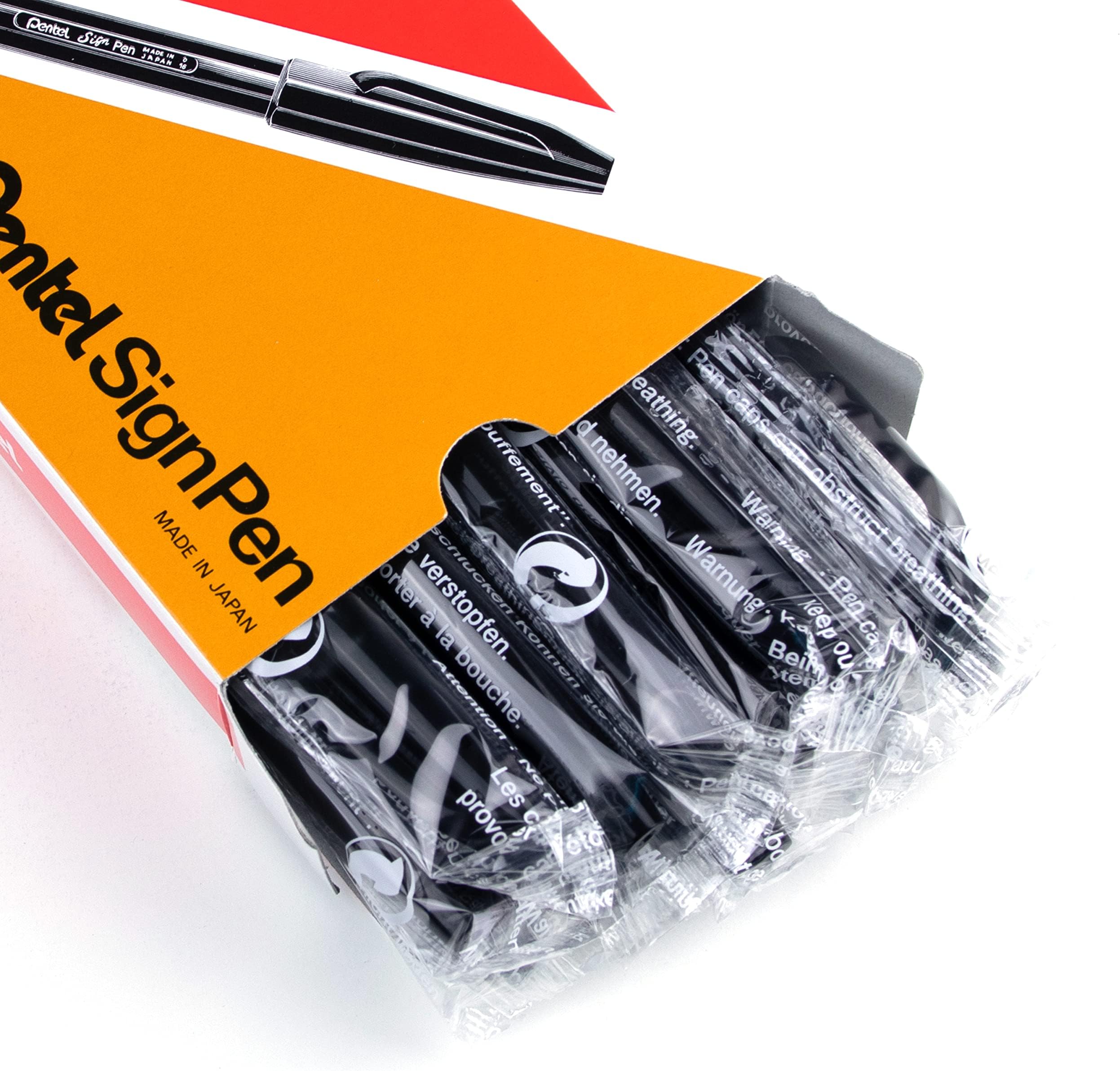 Pentel Fiber-Tipped Pen, Black Ink (S520-A), Box of 12 ,Black