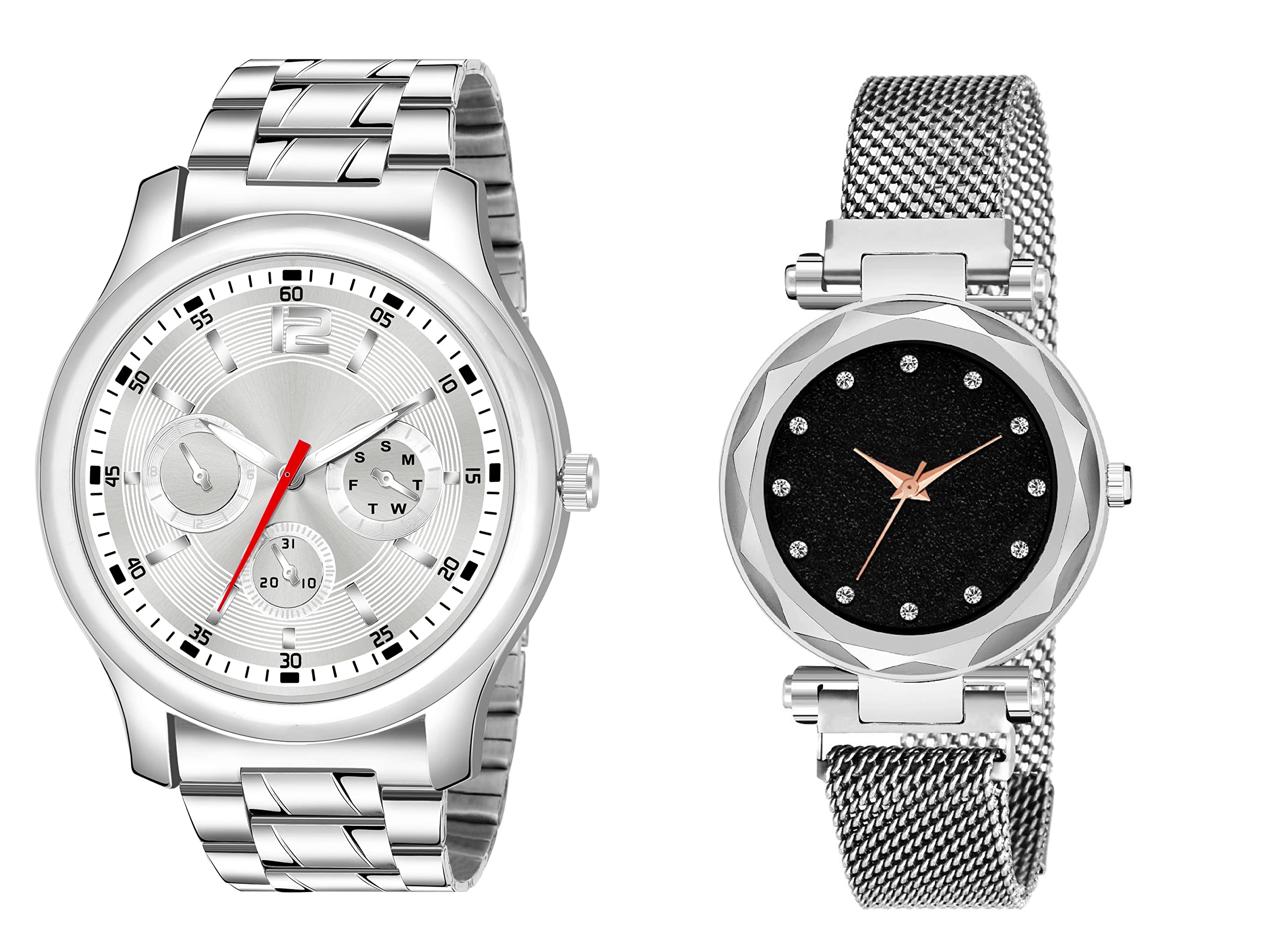 KIARVI GALLERY Black and Silver Dial Metal and Magnetic Strap Analogue Watch for Men and Women (B0855MLQC3) Amazon Price History, Amazon Price Tracker