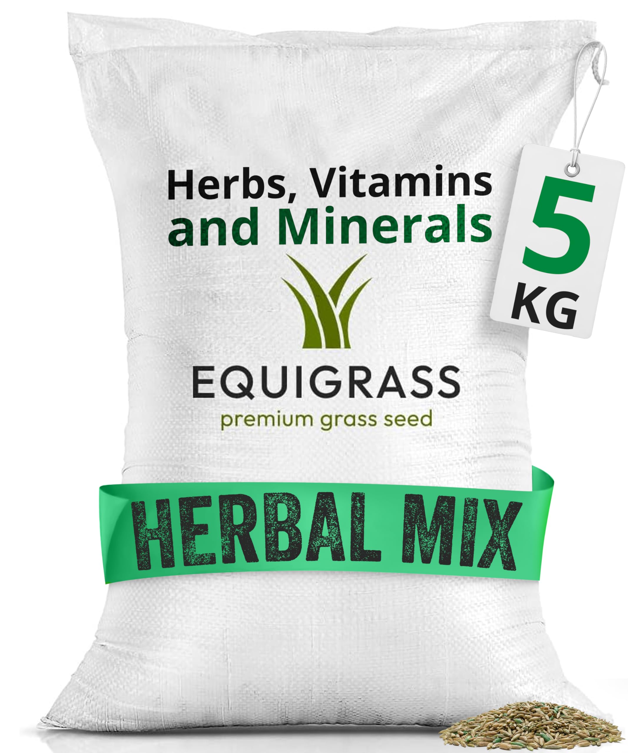 Lawns Direct™ EquiGrass™ 5kg Professional Equine Herbal Paddock Seed Mix with Added Herbs, Vitamins & Minerals, Covers 5 Acres