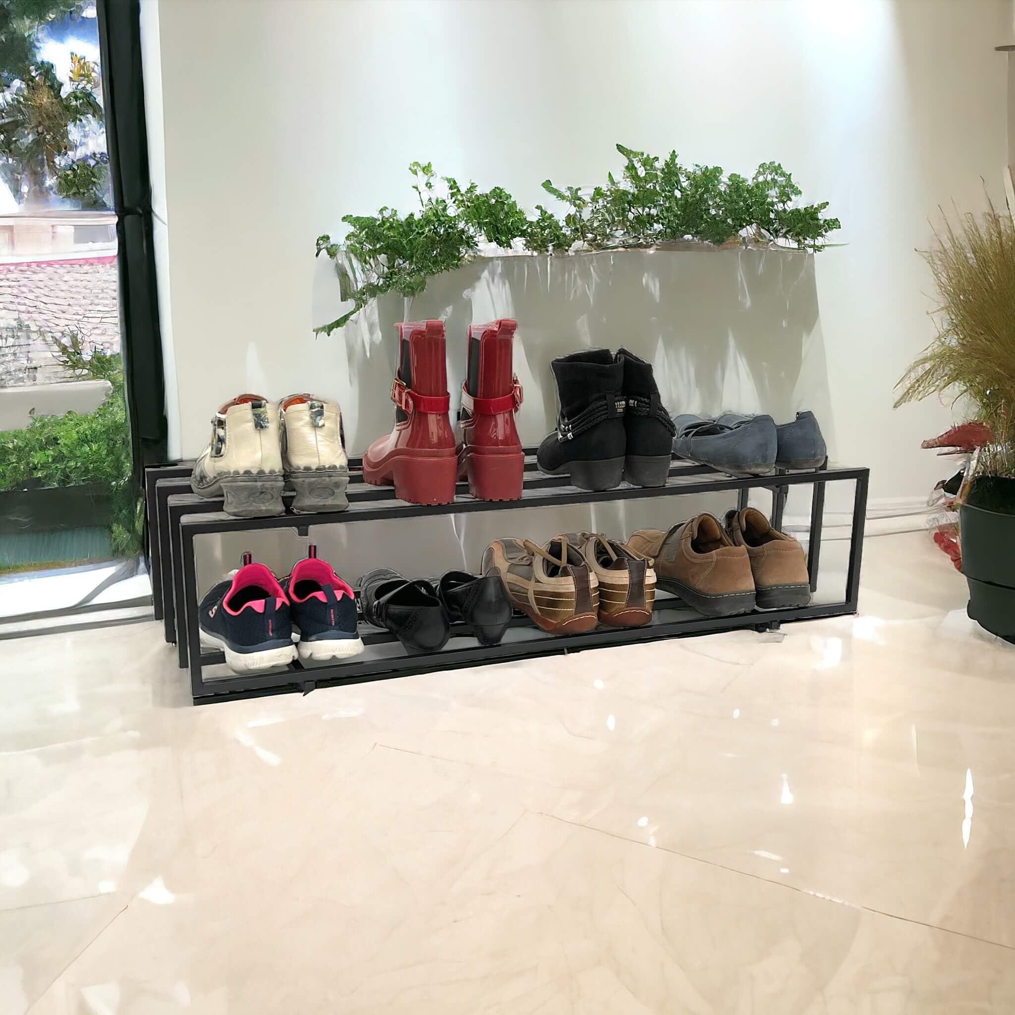 DanDiBo Étagère à Chaussures Peu Encombrante En Métal Noir Moderne