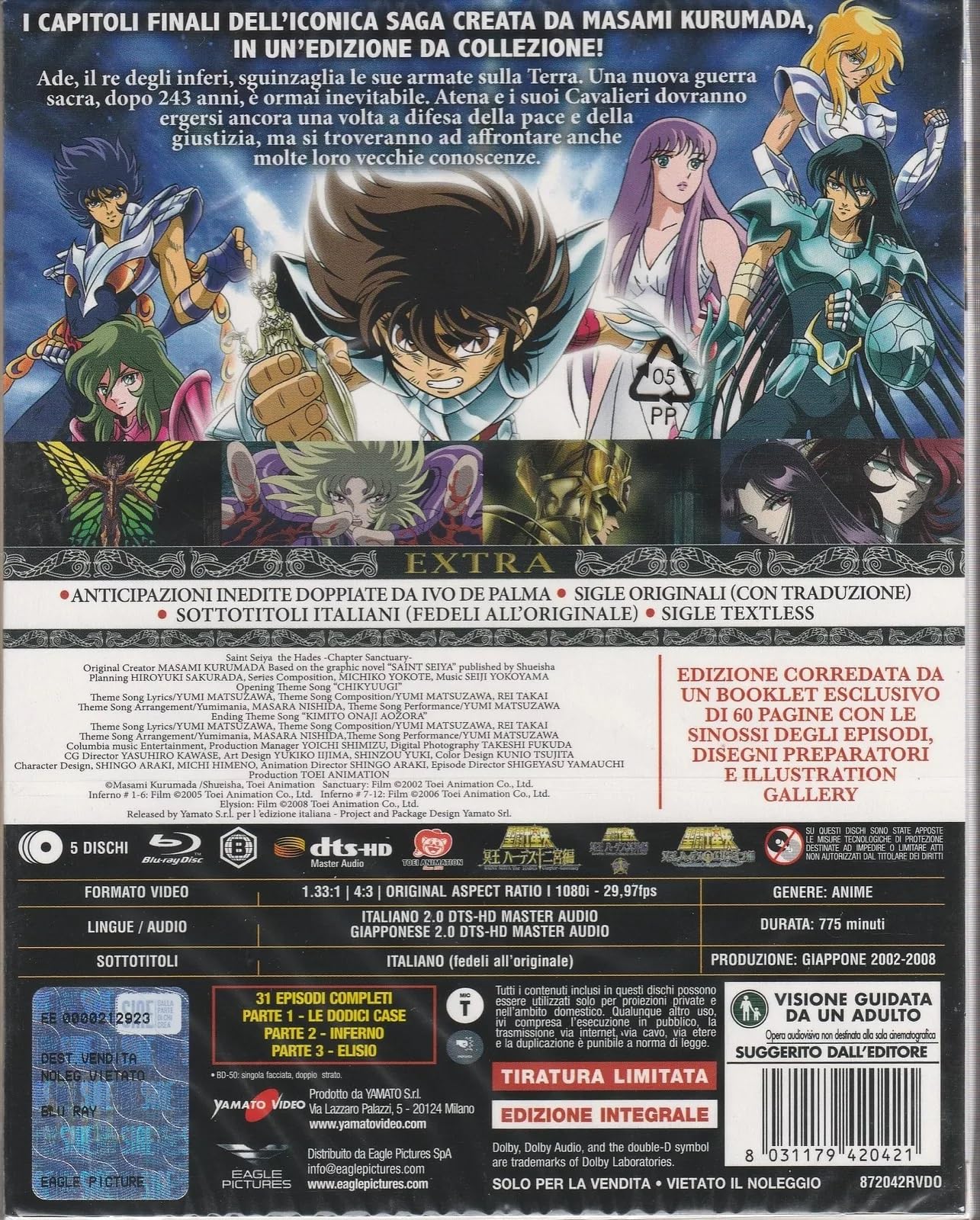 17 Blu-ray I CAVALIERI DELLO ZODIACO serie completa 12 case + Asgard + Nettuno + Ade