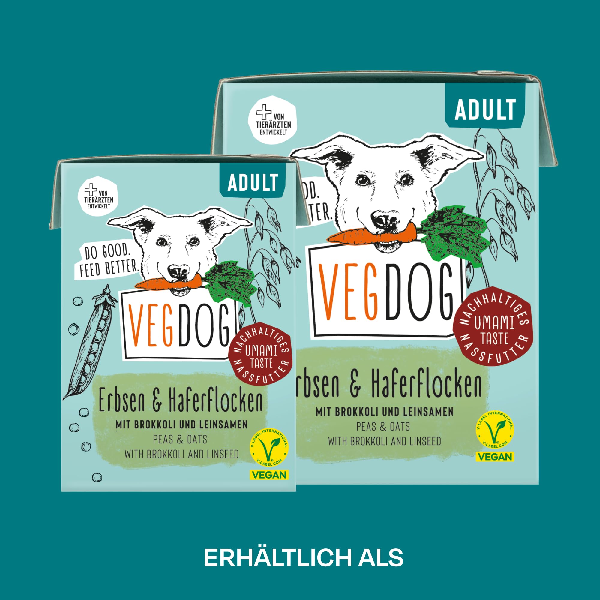 VEGDOG hypoallergenes Nassfutter im Tetra Pak (10 x 200 g) | Adulte Hunde | ohne Gluten und Soja | Alleinfutter für Allergiker mit Erbsenprotein