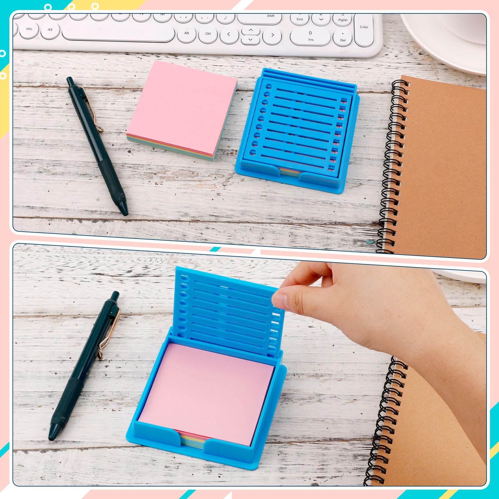 450 vellen zelfklevende notities, to-do-lijst, kleurrijk, gelinieerd, super sticky notes, zelfklevende notitieblaadjes met liniaal voor familie, school, kantoor (10 x 7 cm