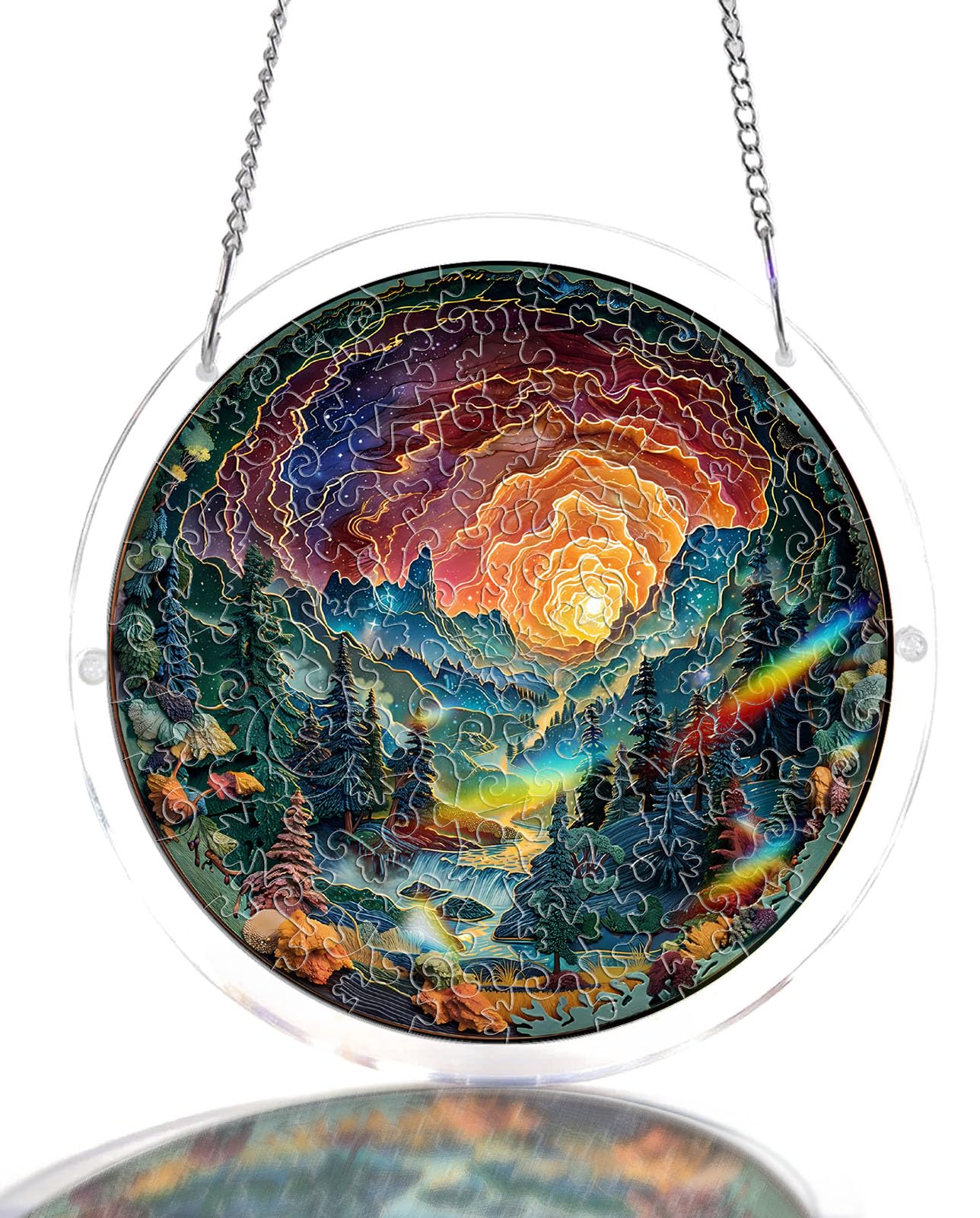 WOODBESTS Acrylic Suncatcher Puzzles, Suncatcher for Doors Garden Window Hanging, Flowers and Hummingbird Puzzle, Birthday for Lover (M - 8.2 * 8.2in) — image 1
