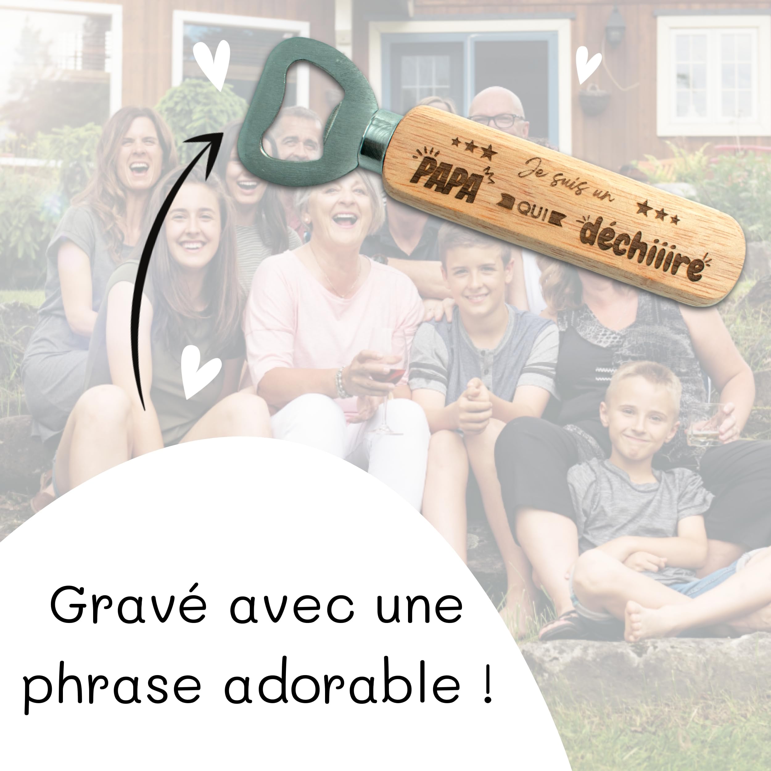 Décapsuleur Papa je t'aime cadeau fête des pères personnalisable