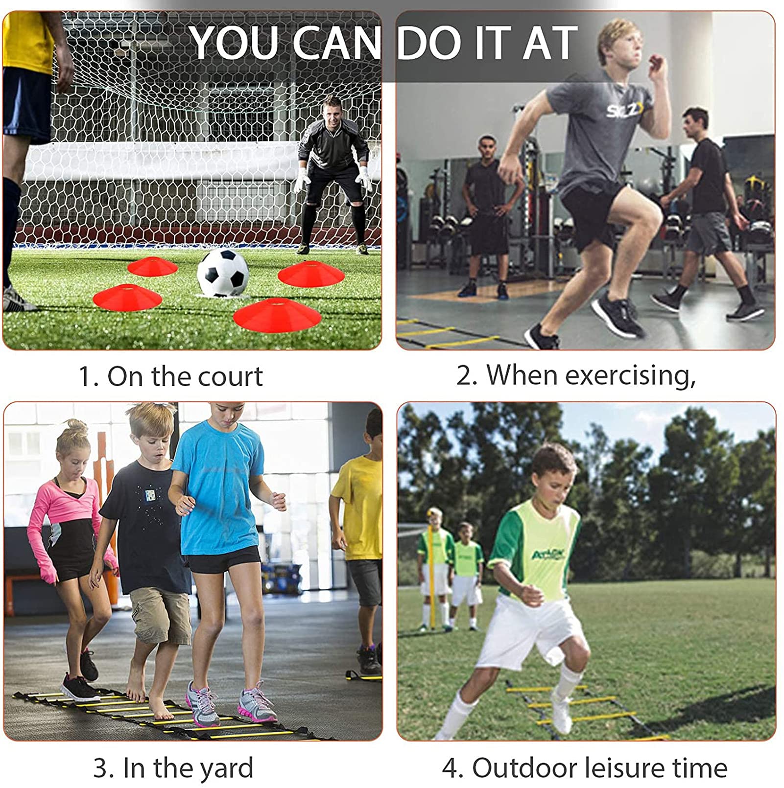 Paracadute Resistenza Set di Attrezzature per L'allenamento del Calcio, Include Paracadute di Resistenza/Scala di Agilità Regolabile E 12 Dischi con Logo, per L'allenamento di Bambini E Adulti