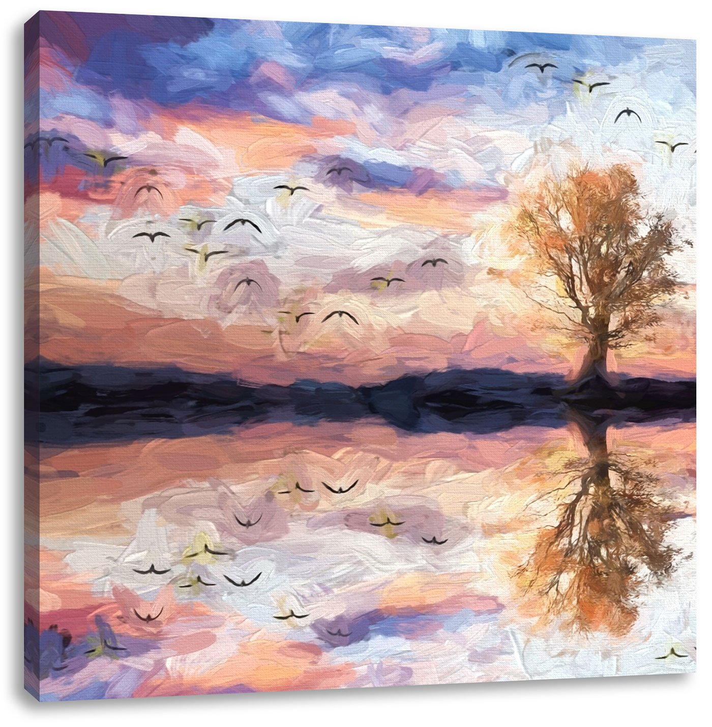 Tree in twilight 40x40 cm canvas print decoration