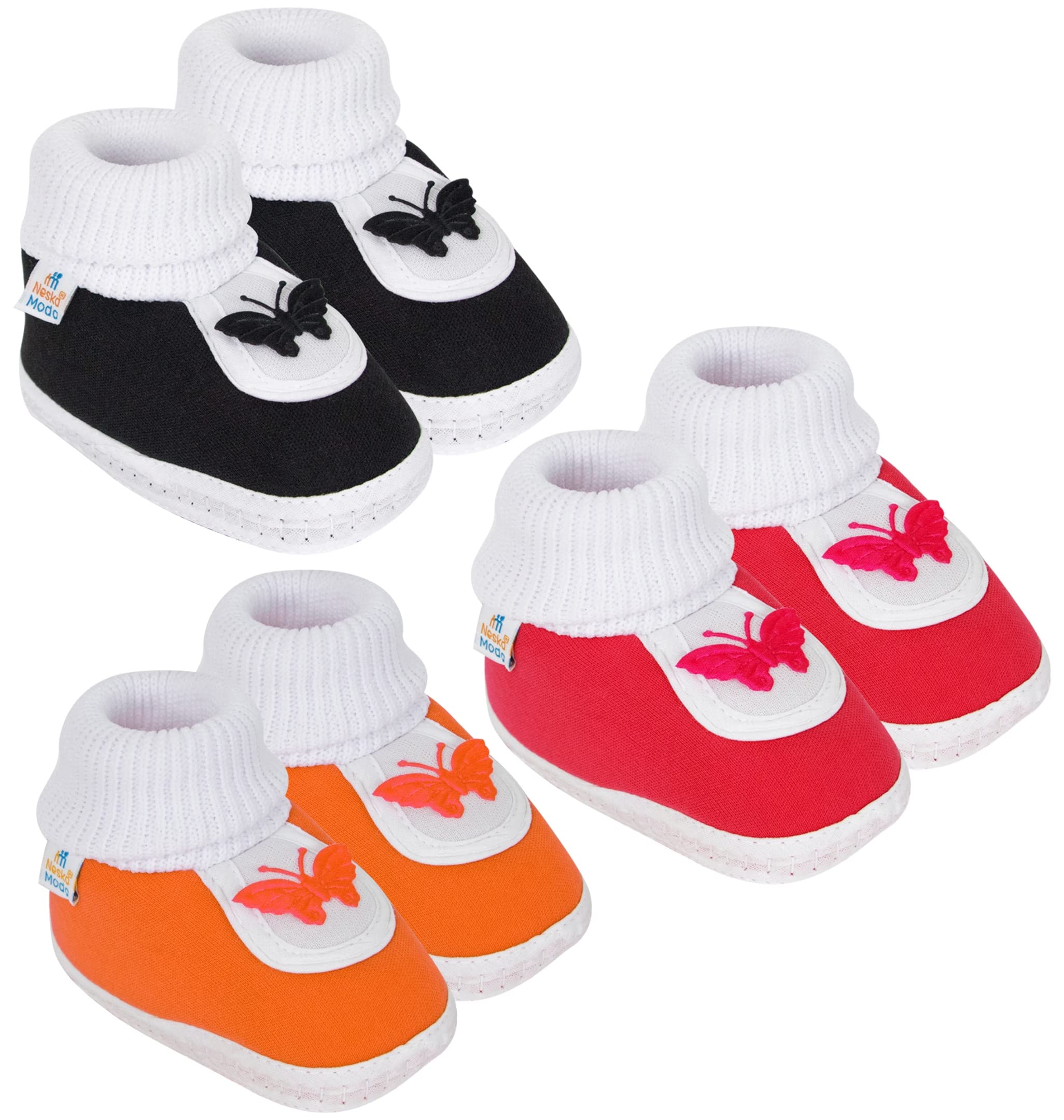 Neska Moda 0 To 6 Months Baby Boys & Girls Pack of 3 Pair Cotton Butterfly Slip On Baby Booties (Black,Red,Orange) -BT382andBT380andBT379 (B09W2J426D) Amazon Price History, Amazon Price Tracker