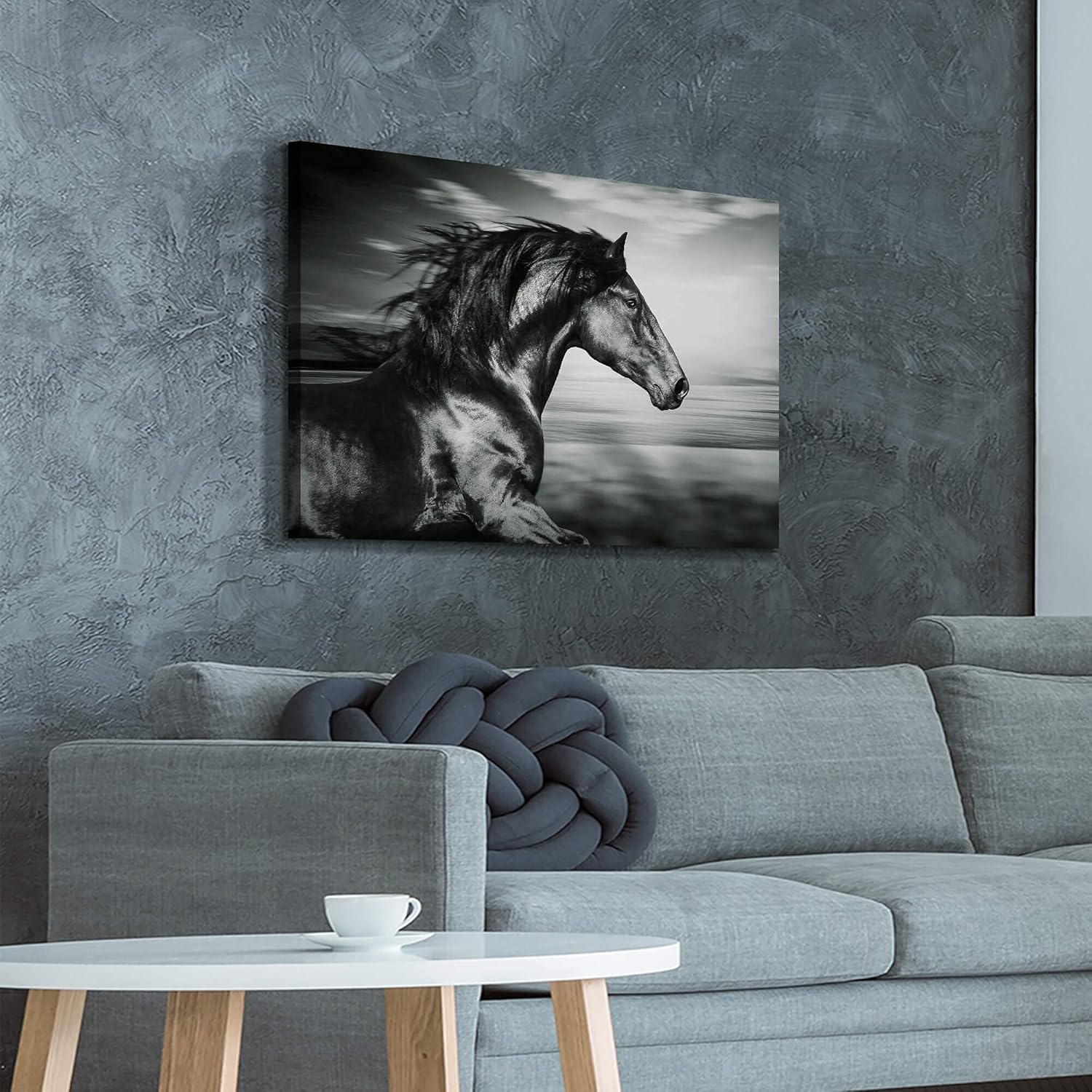 ARTISTIC PATH Horse Picture Animal Art Prints: Wild Black Stallion Graphic Artwork on Canvas for Walls (36" W x 24" H,Multi-Sized) - Image 3