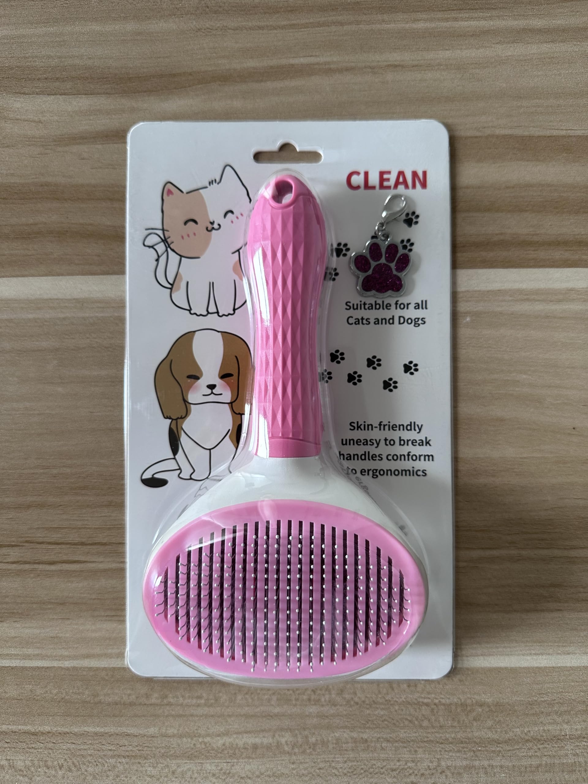 Self-Cleaning Pet Grooming Brush – Stainless Steel Slicker Brush for Dogs, Cats, Rabbits & Small Pets – Ideal for Shedding, Tangles, and Mats – Perfect for Short & Long Hair Breeds by (Pink)