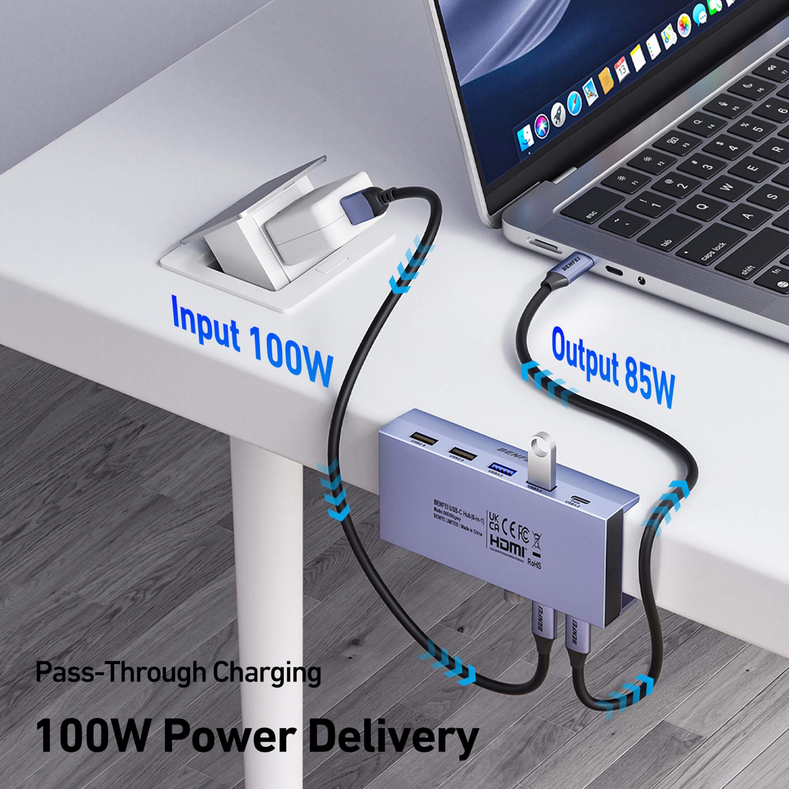 BENFEI USB C HUB 7-in-1, USB-C HUB Multiport Adapter met HDMI (4K @60Hz