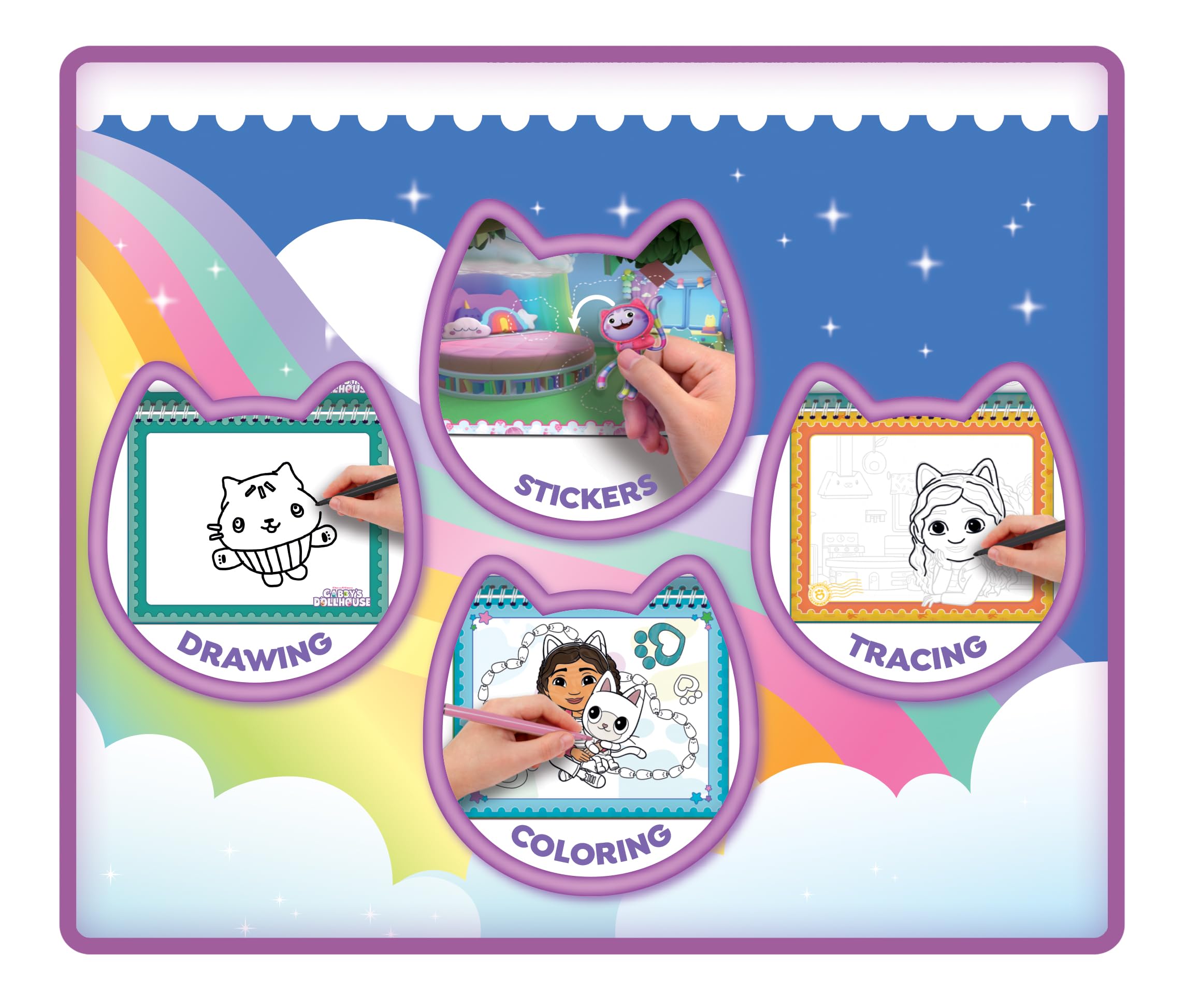Lisciani, GABBY'S DOLLHOUSE, PURR-IFIC Colouring & Drawing Book For Children From 3 Years, 30 Customisable Pages - Image 3