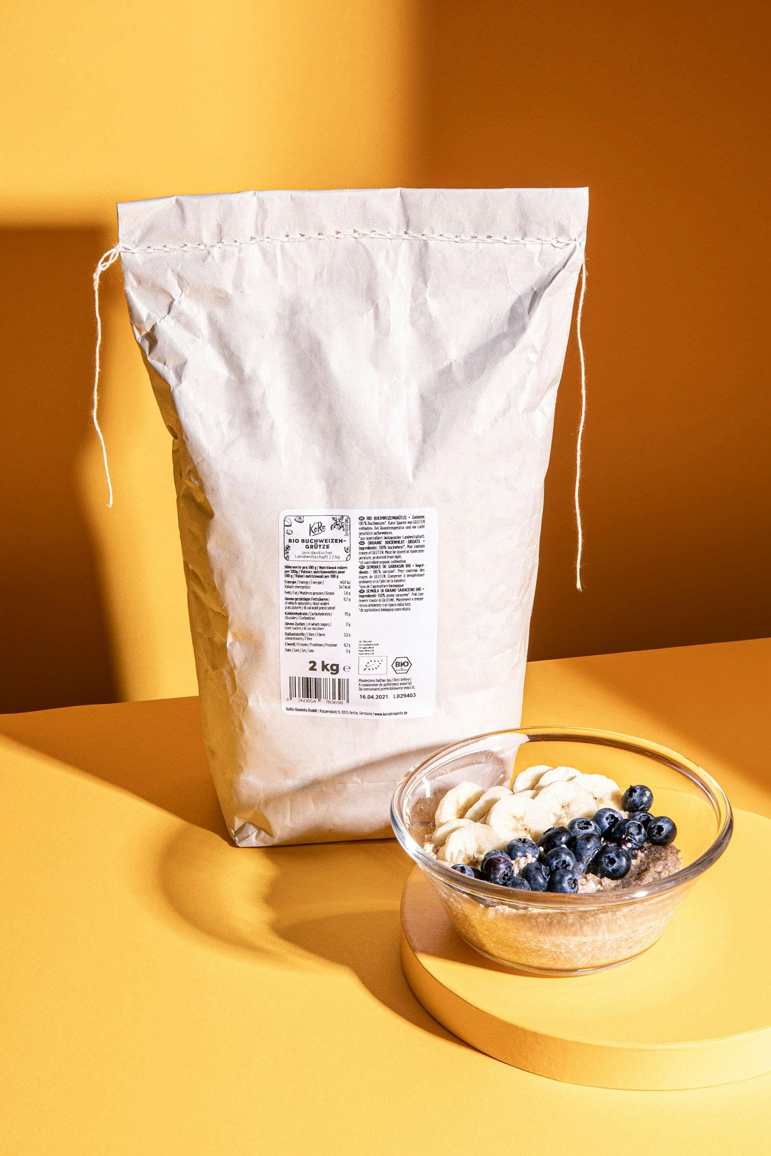 KoRo - Semoule de sarrasin 2 kg - Bio - goût naturel et légèrement noiseté - idéal pour porridge et recettes salées