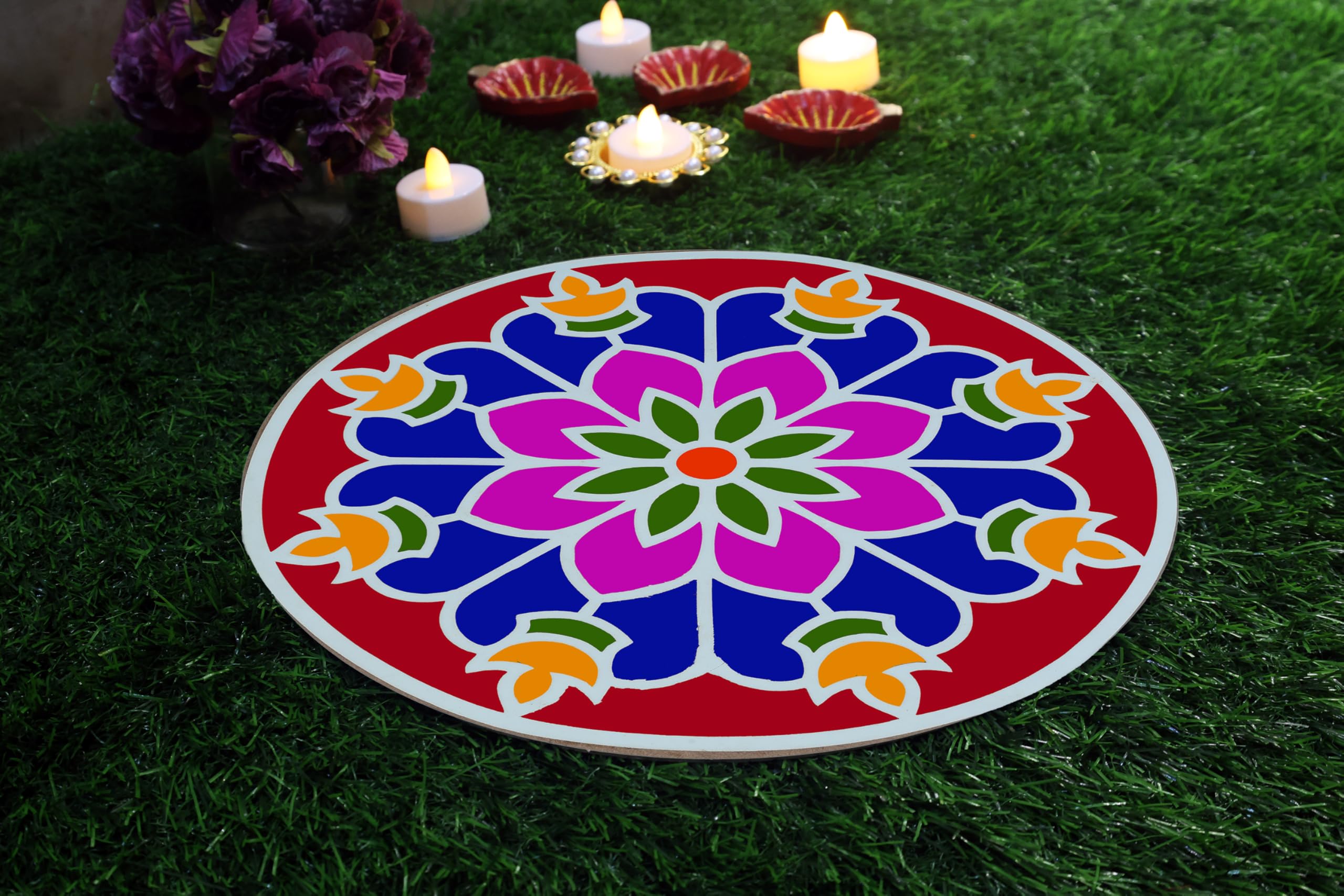 Rangoli Designs With Flowers And Having Traditional Themes Reusable