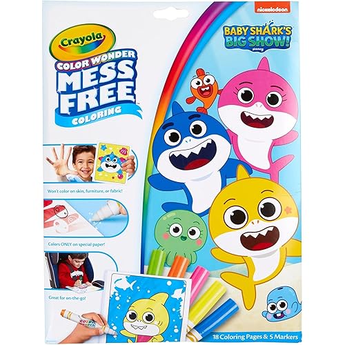 Crayola Baby Shark Color Wonder Pages, Mess Free Coloring for Toddlers, Coloring Activity, Travel Activities, Toddler Toys & Gifts, 3+