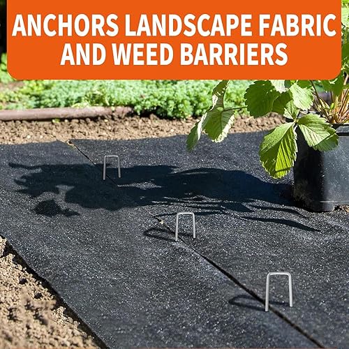 Miniatura 8 de Homestead Choice Grapas de paisaje galvanizadas de 6 pulgadas 100 estacas de jardín de metal para jardinería  Calibre 11 antioxidante resistente