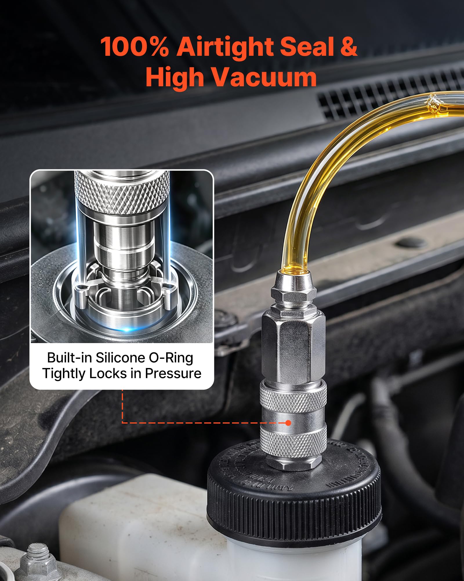 VEVOR Purgador de Frenos Manual 3 L, Kit de Purga de Frenos con 5 Adaptadores para Cilindro Maestro, Botella de Residuos de 1 L, Cambio de Líquido del Vehículo, Compatible con Mayoría de Vehículos