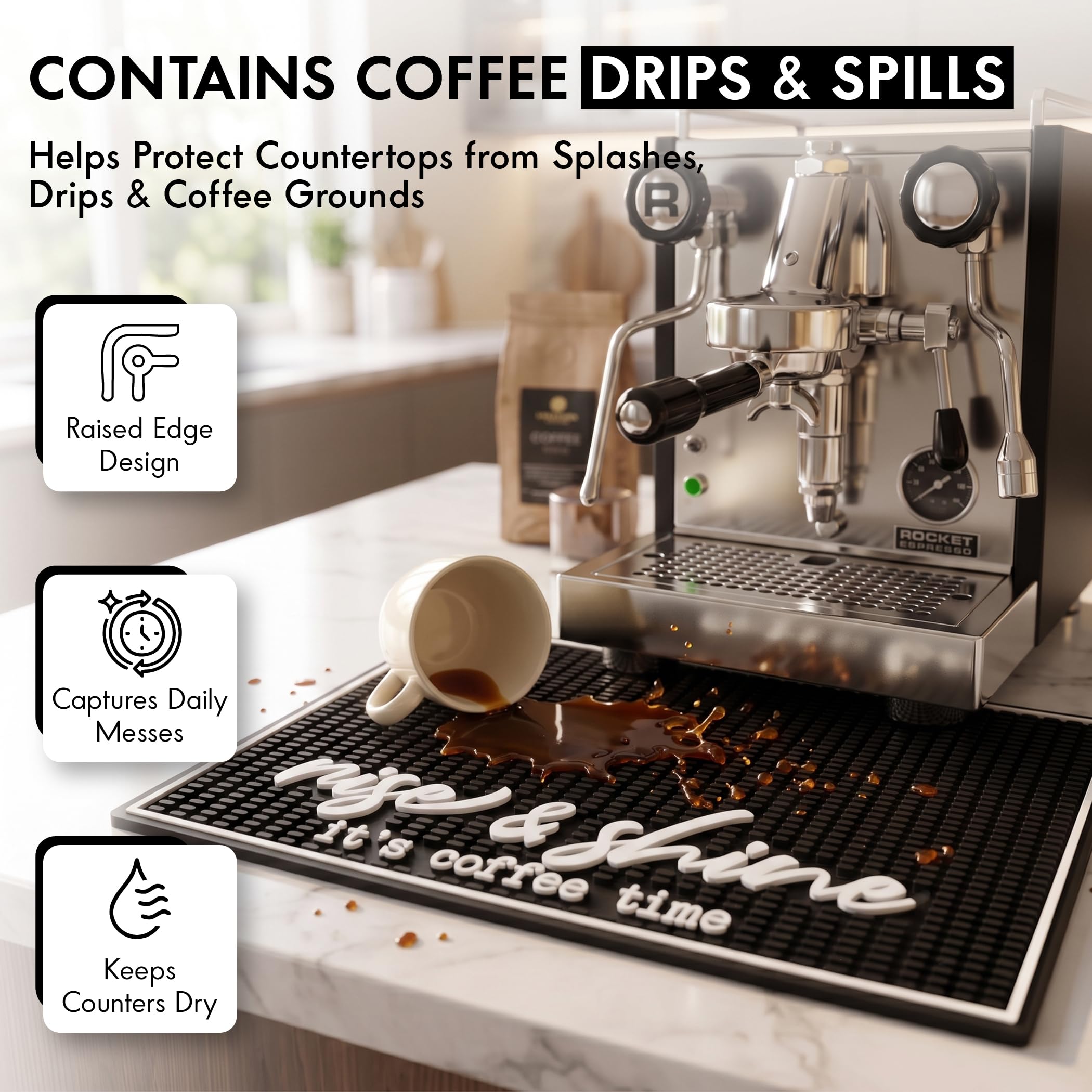 Coffee Bar Mat, Rise and Shine - Coffee Bar Accessories, Station, 18x12 — Amazon image 4
