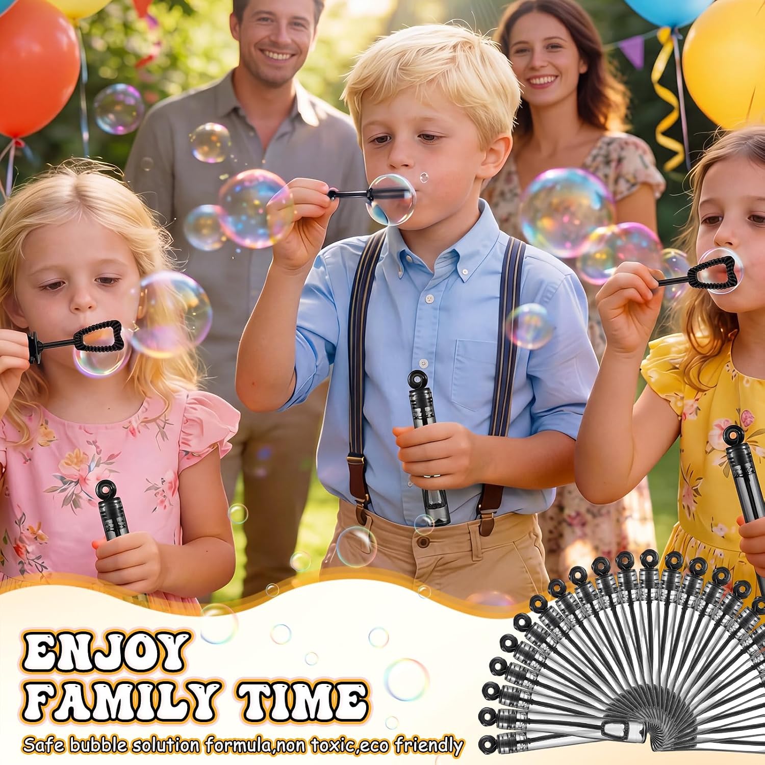 Shappy 24 Pcs Mini Bubble Wands Bulk for Kids Party Favor Small Bubble for Birthday Goodie Bag Stuffers Wedding Christmas Carnival Prizes Toy Outdoor Summer Gifts for Toddler Boy Girl (Black)