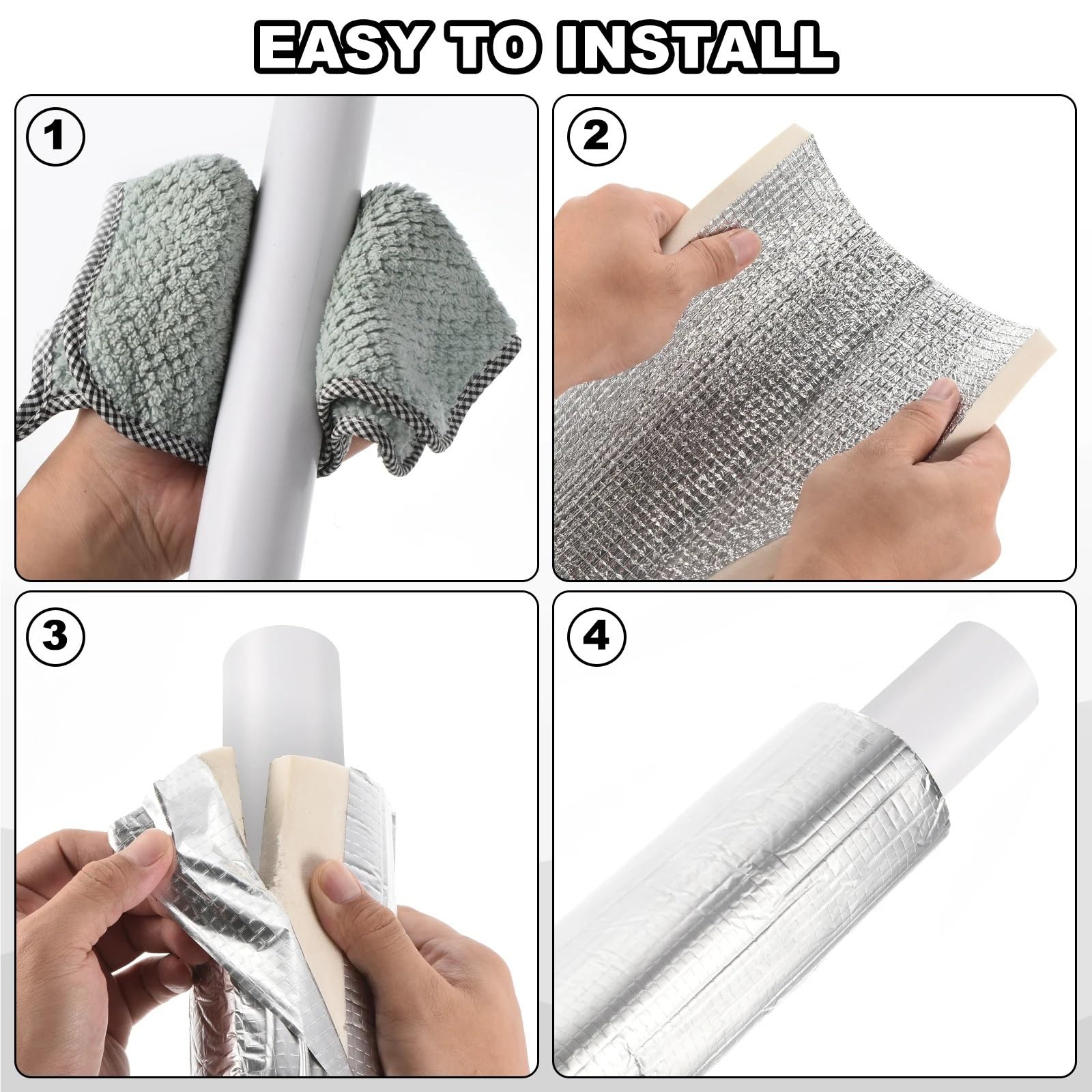 6 fundas de aislamiento de tuberías, lámina de aluminio autoadhesiva de 40 cm