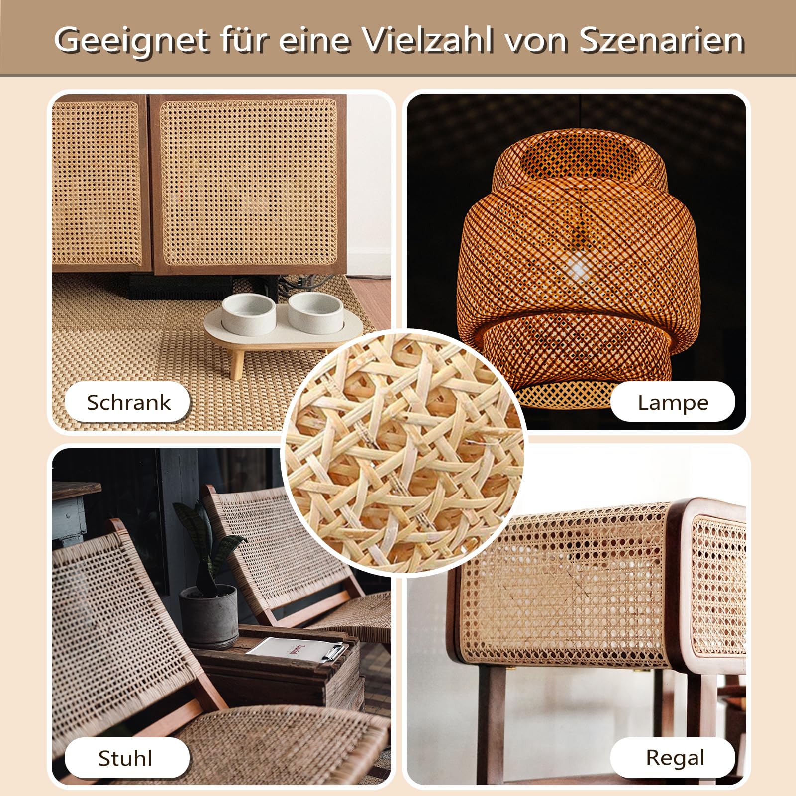 Wiener Geflecht, Rattan Gurtband 35 x 200cm Schimmelfest, Naturmateria, Wabengeflecht Stuhlflechtrohr, Wasserdicht Handgemachtes Rattan Kunsthandwerk Möbeldekoration für Möbel Stühle, Schränke