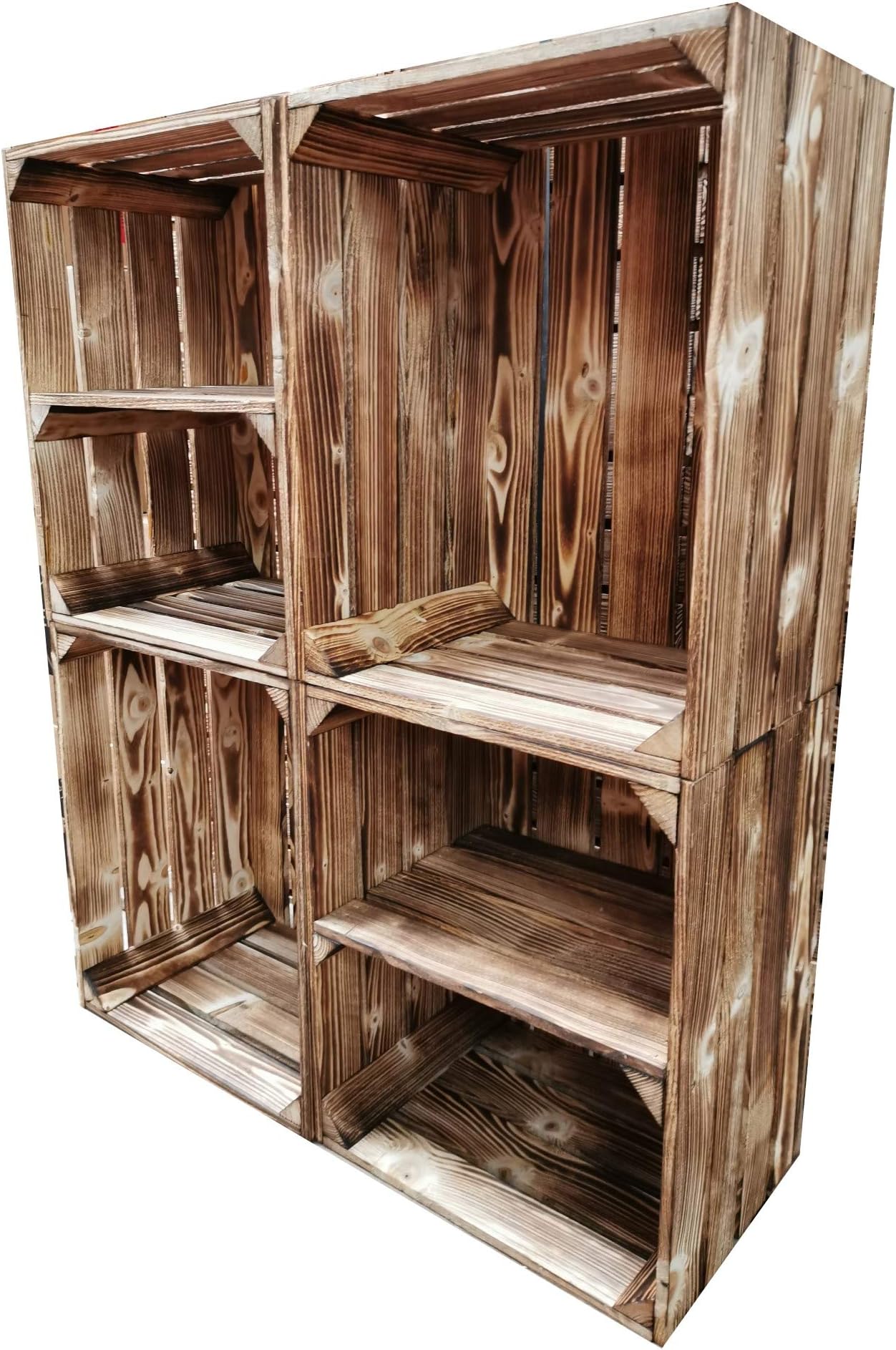 Teramico Caisses à Fruits En Bois 50 X 40 X 30 Cm Avec étagère Intermédiaire - Idéal Pour Le Mobilier - Ensemble De 3, Étage Le Long