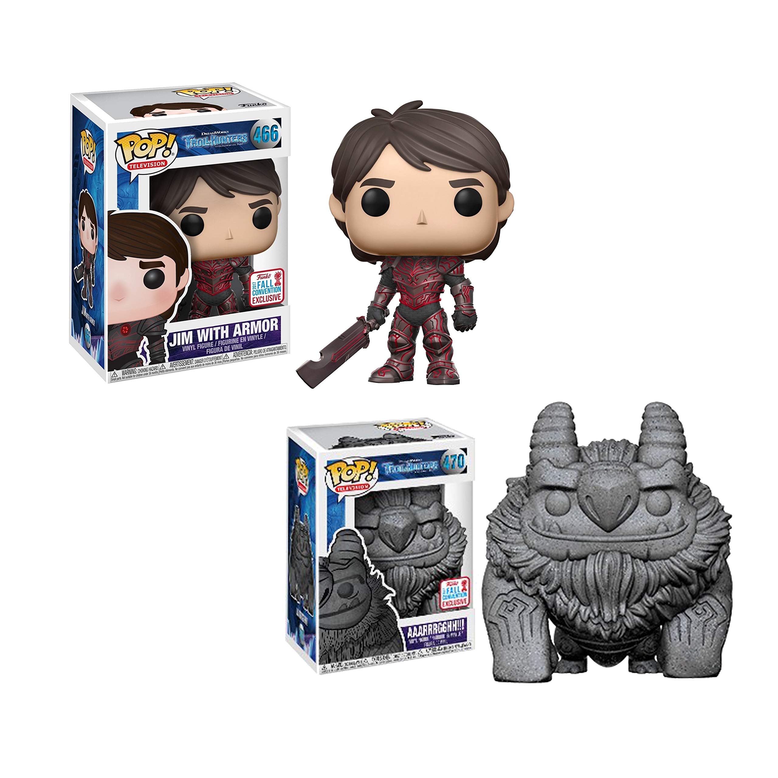 Funko Pop Tv Trollhunters 2017 Fall Exclusive Bundle With Stone Aaarrrgghh 470 And Jim With Armor 466 2 Items Amazon Sg Toys