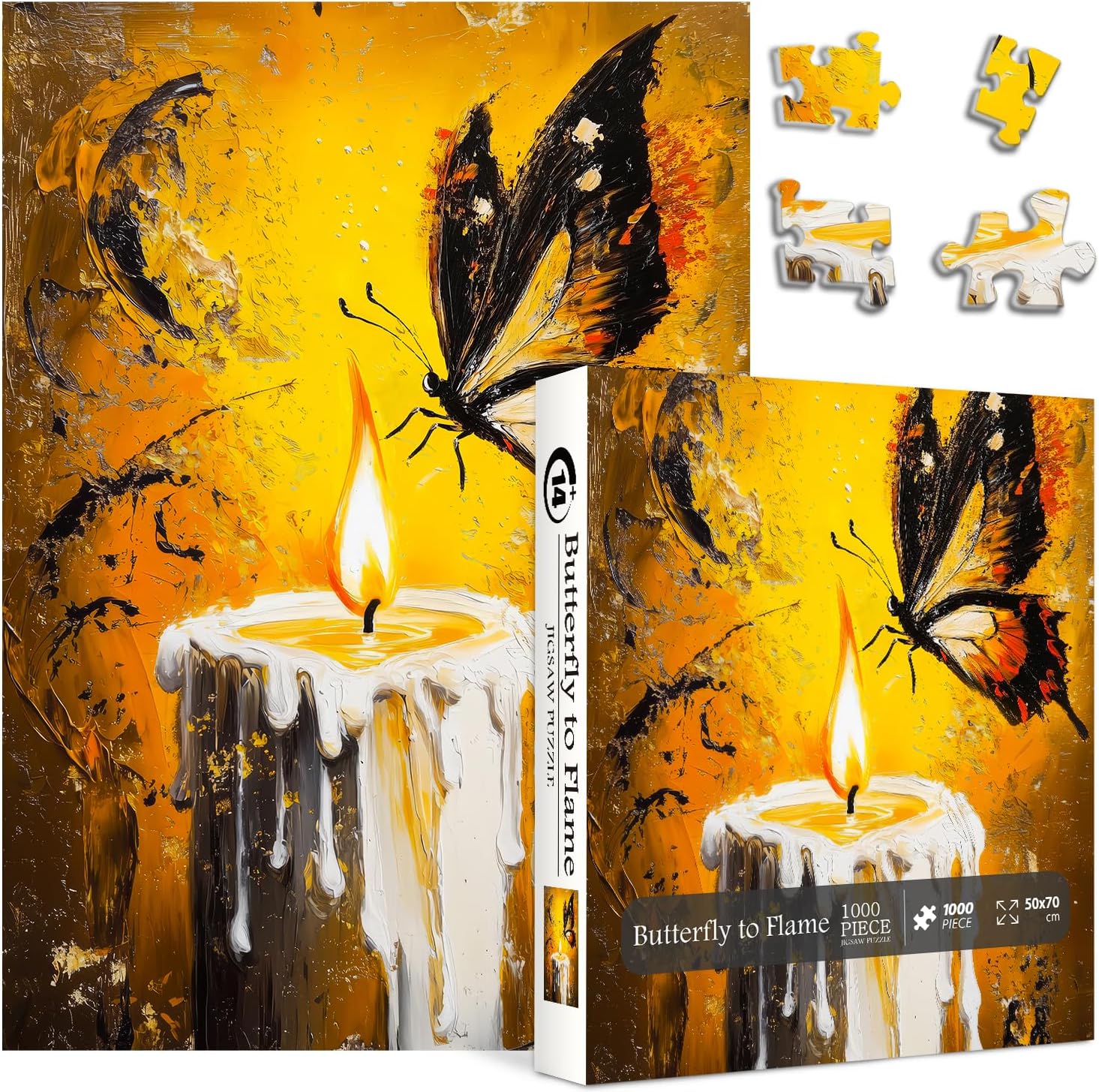 Vintage Butterfly Puzzles for Adults 1000 Pieces, Retro Golden Butterflies Jigsaw Puzzles, Challenging Oil Painting Art Puzzles as Wall Art Decor