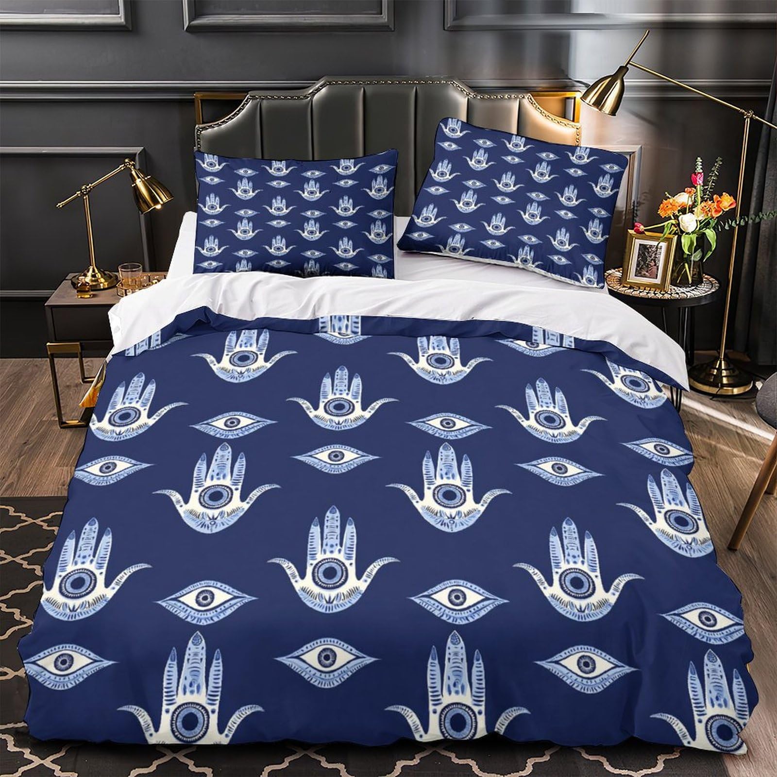 Housse de Couette Microfibre Hamsa Hypoallergénique de Qualité Supérieure 135x200 cm