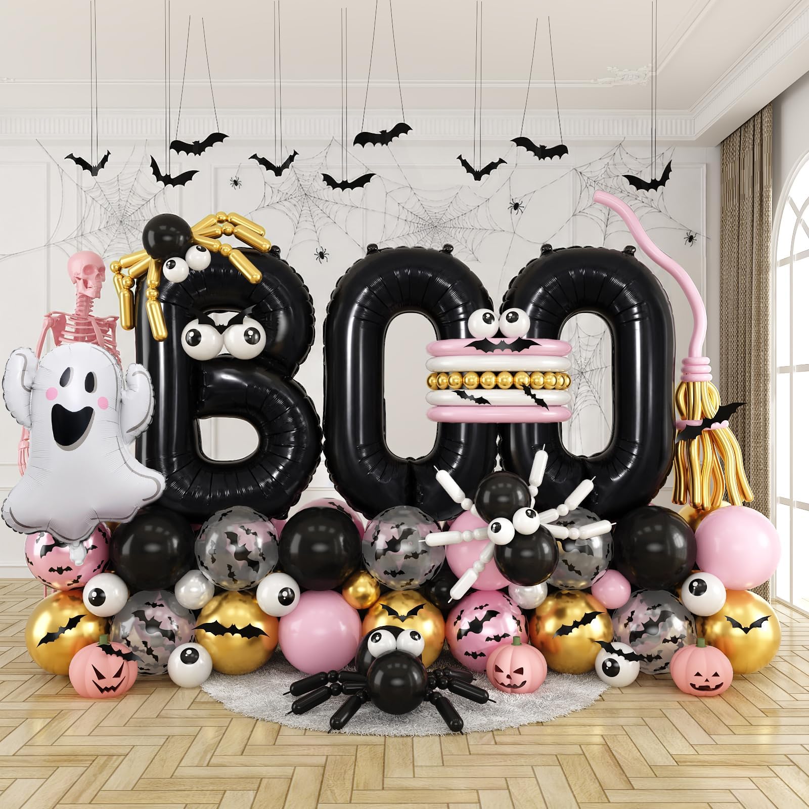 124Pcs Halloween 40Inch BOO Balloons Girl Spooky One Party Decorations