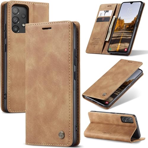 Azororo Funda para Samsung Galaxy A53 5G PU Cuero Premium, Tapa Libro Estuche Flip Case, Tarjetas/Billetera, Soporte Plegable y Cierre Magnético Carcasa para Samsung Galaxy A53 -Marrón