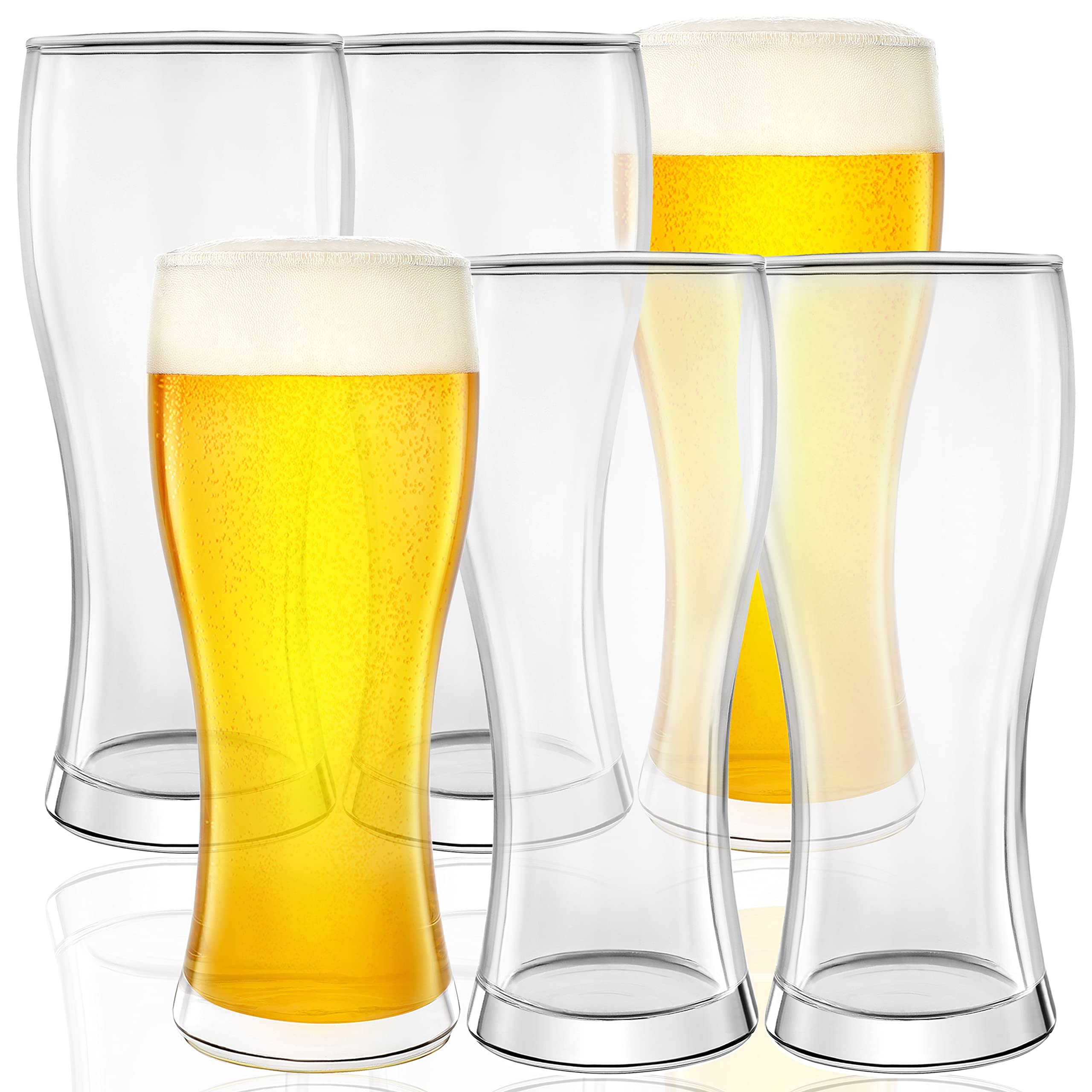 Kitchen Lux Juego de 6 vasos de cerveza artesanales, vasos de cerveza de 473 ml, vasos de cerveza, vasos de cerveza IPA, vasos de pinta, vasos de pinta de pub, vasos de cerveza, vasos de pinta de