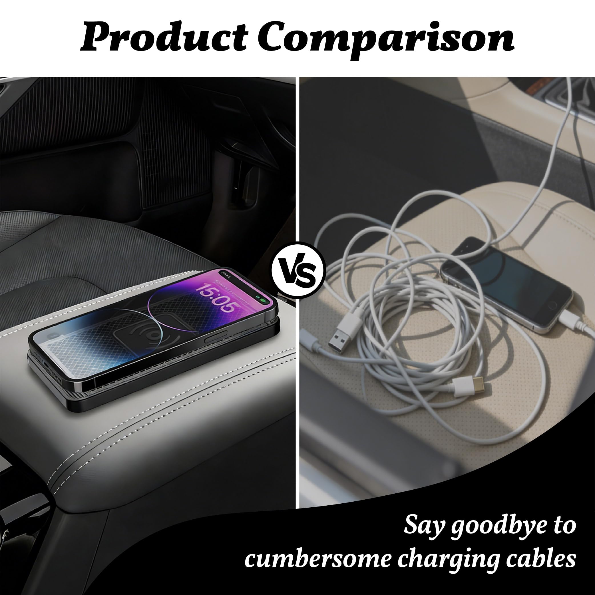 JUZELY Caricatore Wireless Auto per BYD Yuan/Yuan Plus/Yuan Up, Caricatore Rapido, Caricabatterie Senza Fili Antiscivolo,cruscotto,Pad di Ricarica Wireless,A-USB