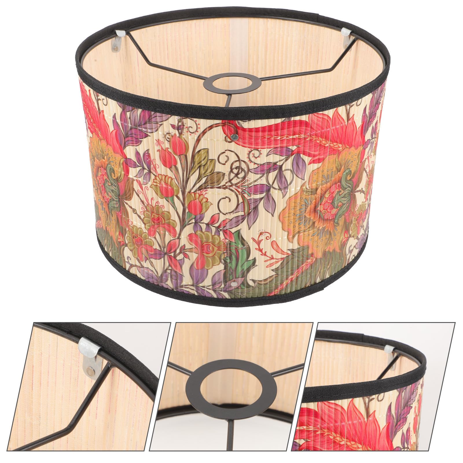 VICASKY Paralume in Bambù Motivo Vegetale per Lampada da Tavolo, Design Creativo, Resistente e Pratico, Adatto per Lampade Attacco E27 in Soggiorno e Camera da Letto