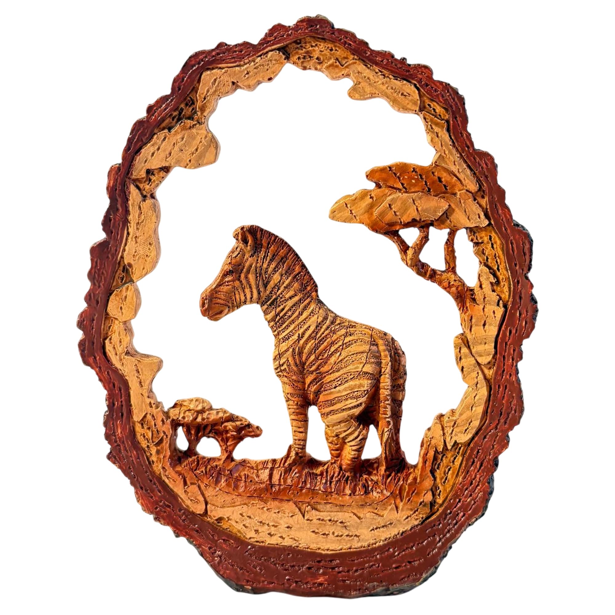 Thorness Brown 𝗭𝗘𝗕𝗥𝗔 𝗦𝗖𝗘𝗡𝗘 Resin Sculpture Wood Effect Wildlife Home Décor