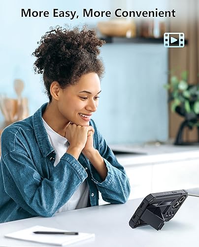 Miniatura 9 de FNTCASE Funda para iPhone 15 Grado militar a prueba de golpes, protección completa, resistente, funda para teléfono celular con soporte y funda de