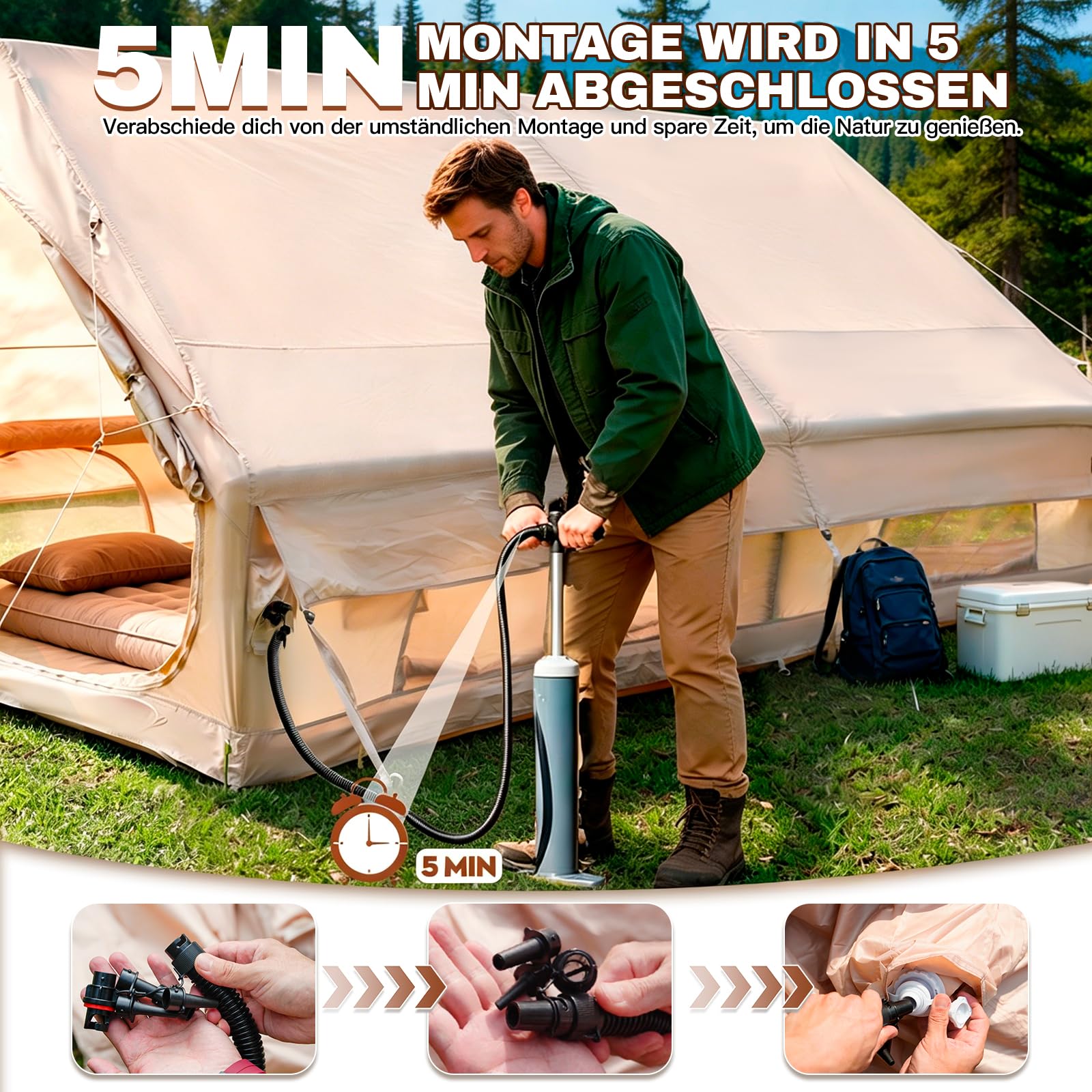 Tienda de campaña hinchable Oxford 420D 400x300x210 cm 4-10 personas resistente al agua 3000 mm UV50+