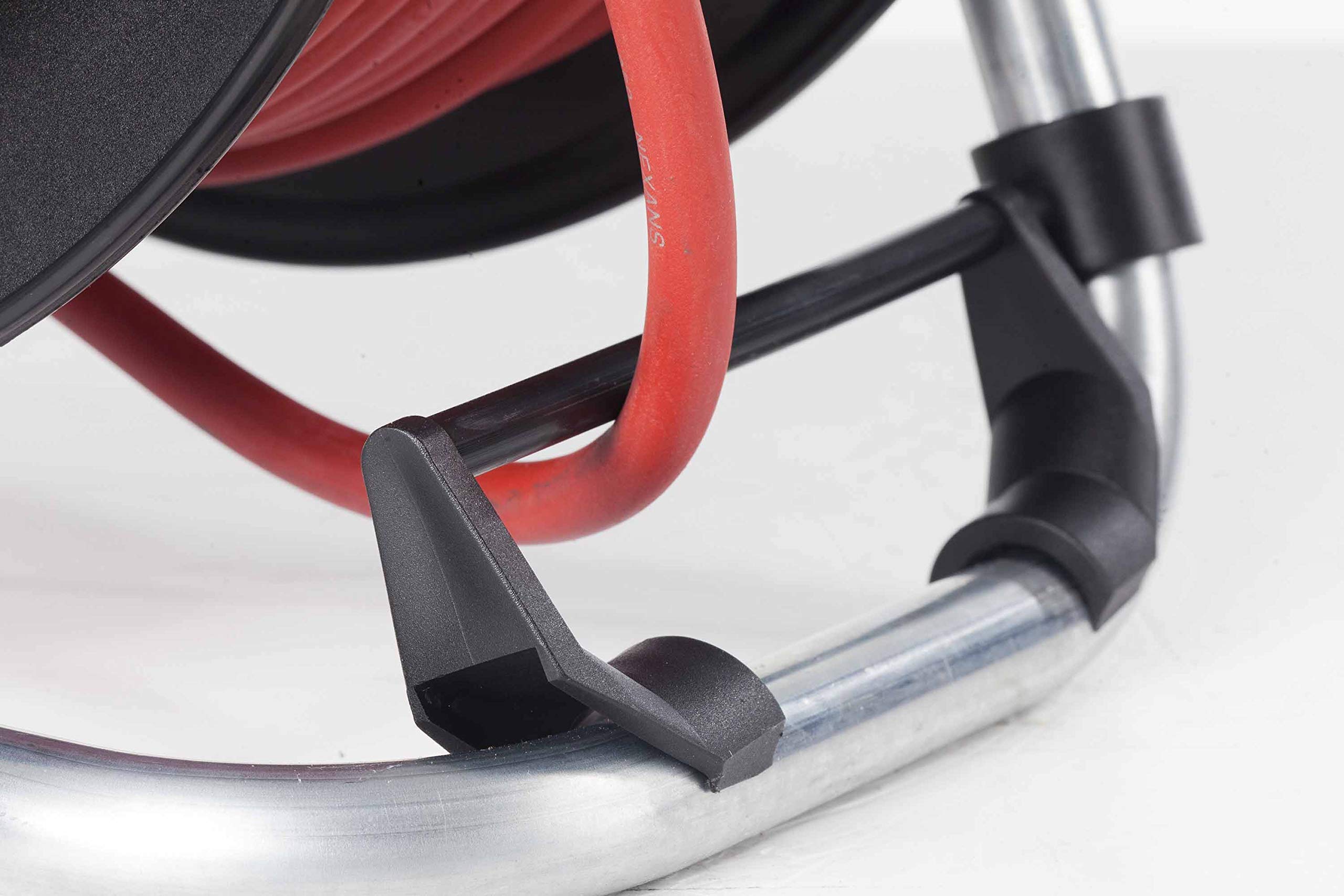 as - Schwabe Sicherheits-Gerätekabeltrommel 25m Kupplung mit Sicherheitsdeckel, 1,5m Anschlussleitung mit Schutzkontaktstecker, rot, 230V, 16A, max. 3500W, H07RN-F 3G1,5, Made in Germany, IP44, 12232