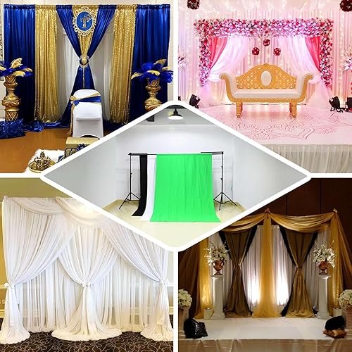 Miniatura 5 de Efavormart - Juego de soporte de fondo ajustable con triple barra transversal de 8 x 10 pies, soporte de fondo de cabina de fotos de metal 3 en 1