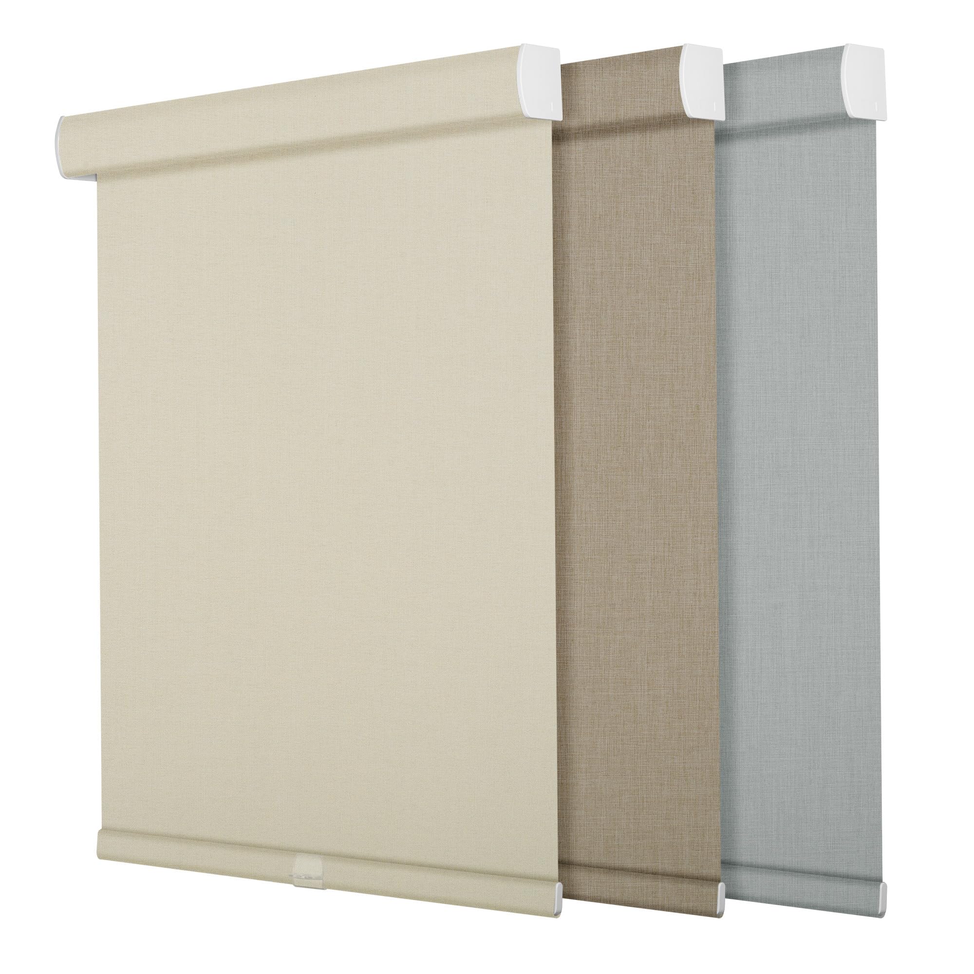 PQRSHADE 100% Blackout Roller Shades for Windows, Cordless Linen Fabric Roller Blinds,Thermal Insulated Fabric Roller Window Shades for Home,Office,