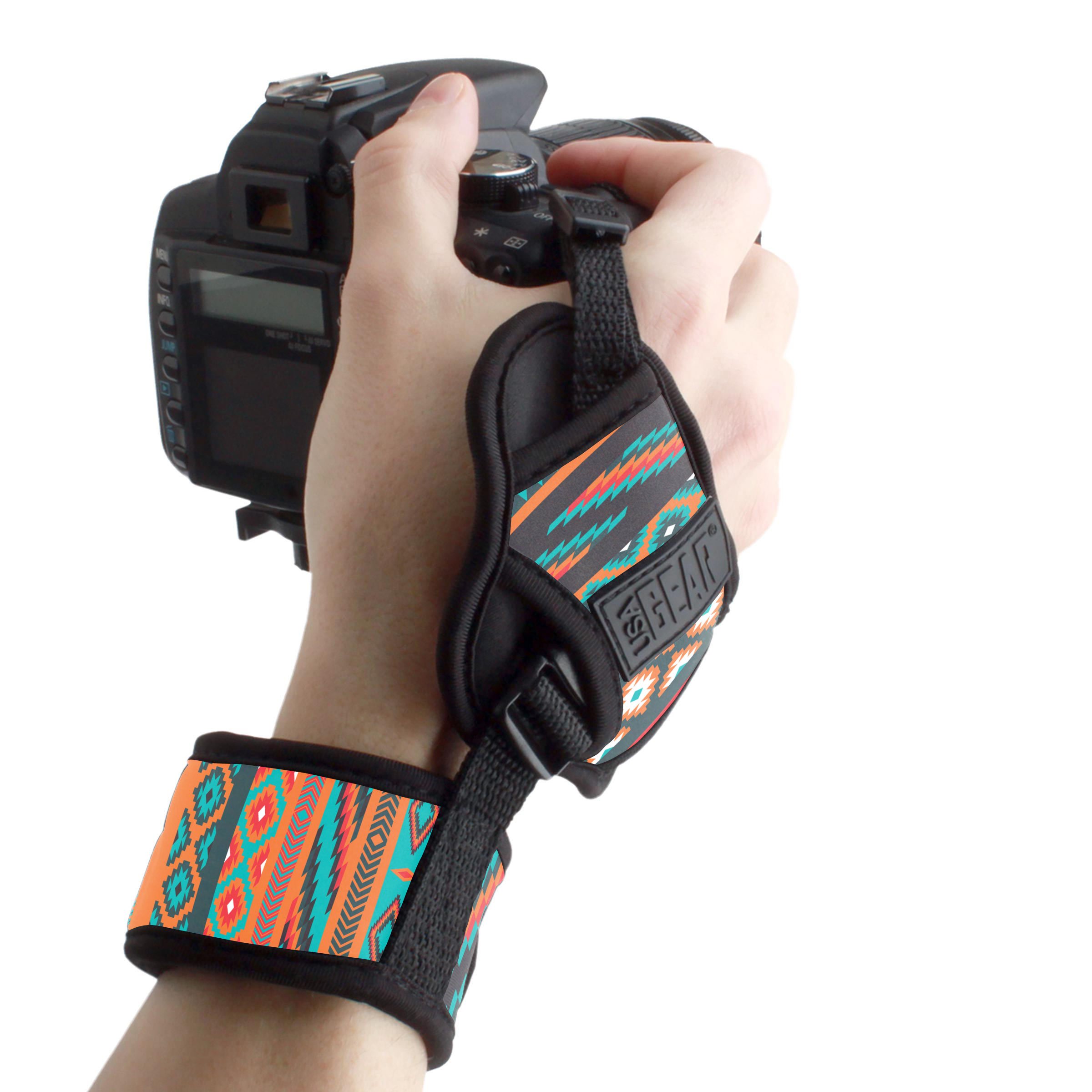 USA GearProfessional Camera Grip Hand Strap with Neoprene Design and Metal Plate