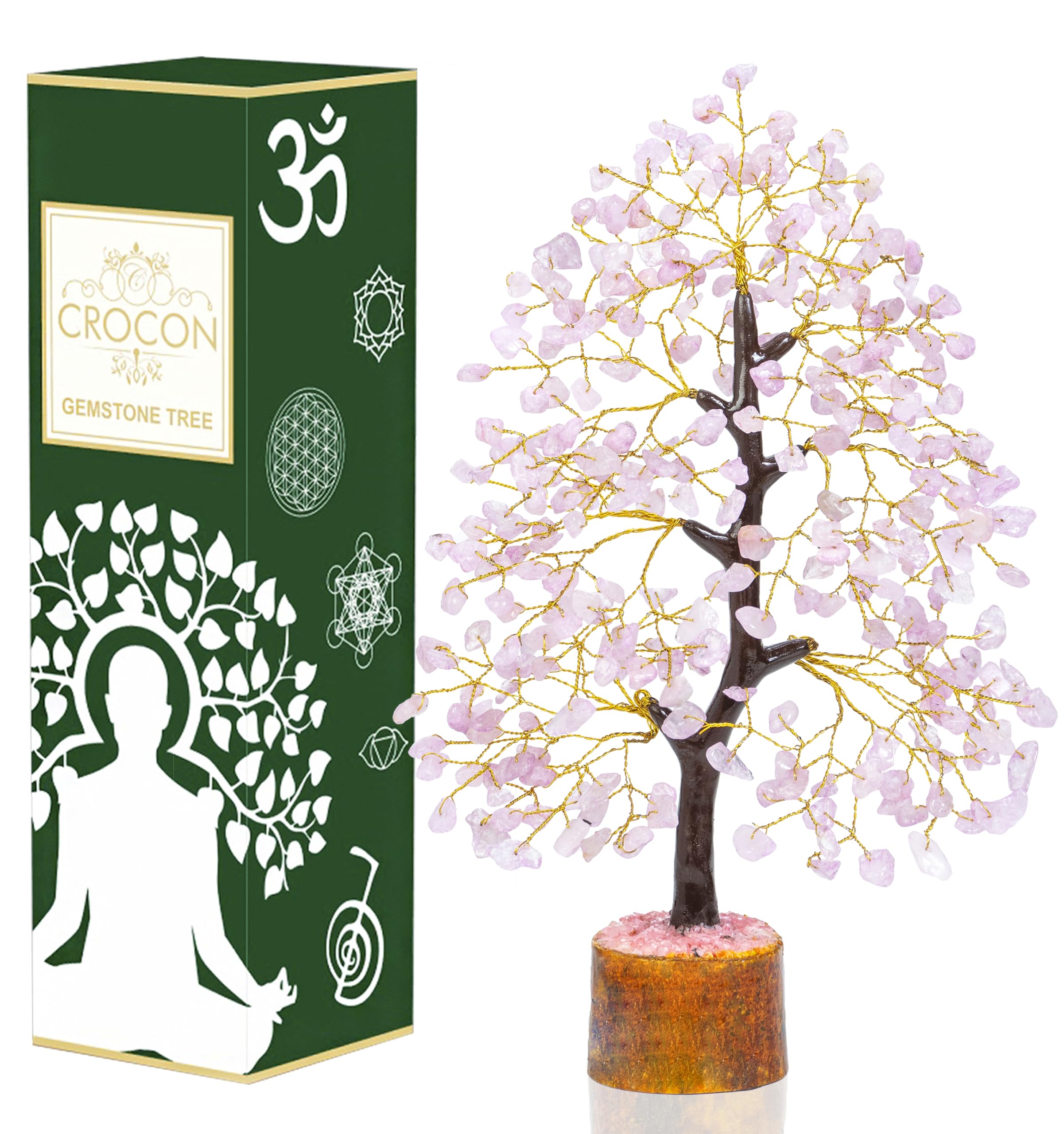 Crocon® Rose Quartz Crystals Tree, Birthday Gifts for Women & Men, Pink Home Decor for Shelf, Healing Crystals Spiritual Gift, House Warming Gift New