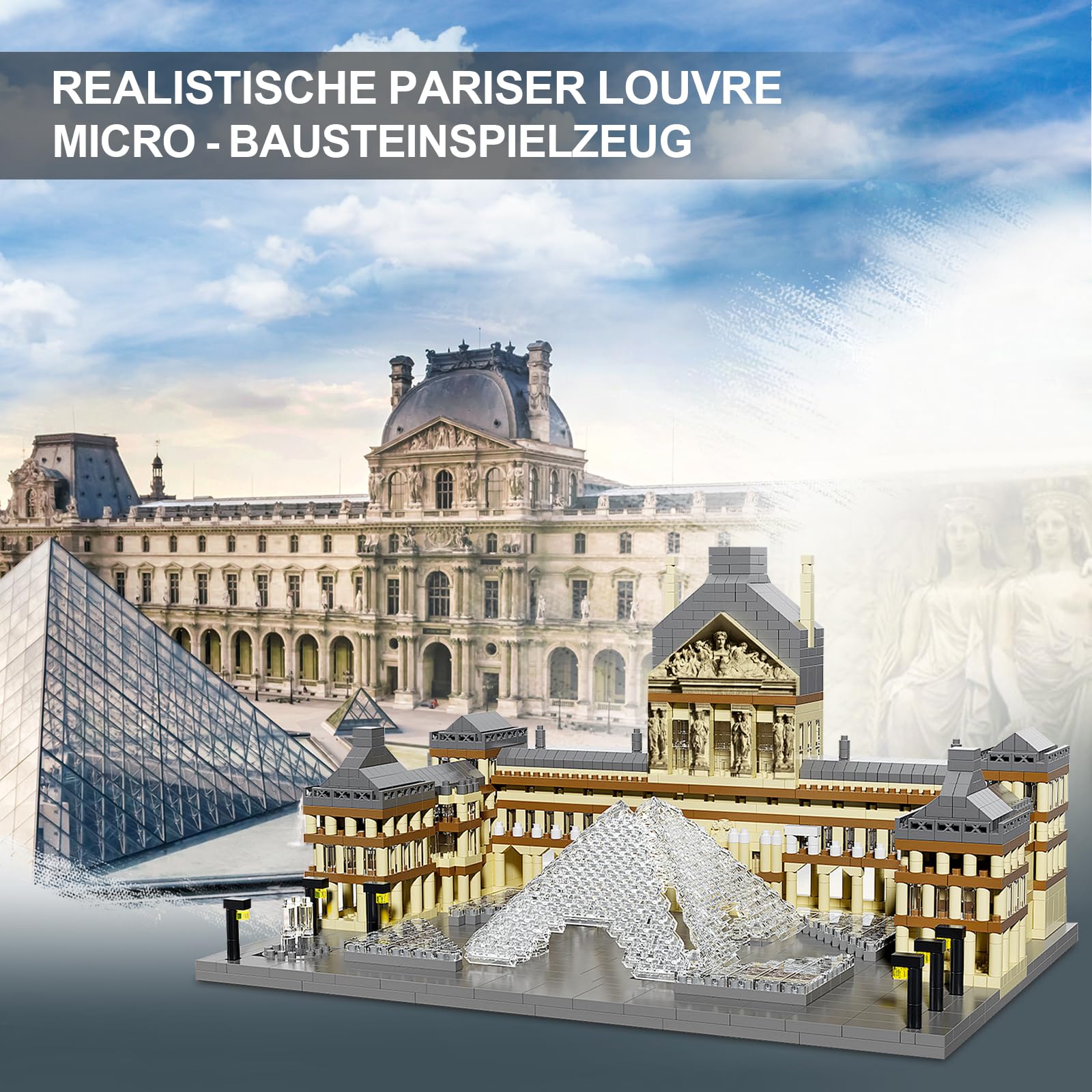 Aigidusansu Paris Louvre Micro Blocks Set, 3400+pcs World Architecture Mini Diamond Blocks Mattoni, Giocattolo da Costruzione Puzzle 3D per Adulti 14+ Adolescenti