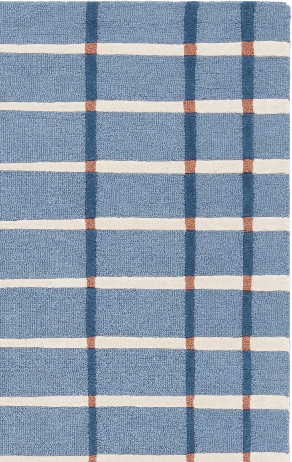 SAFAVIEH Handmade Wool Area Rug 6x8 - Genre Collection - Modern Design, Blue & Ivory, Ideal for Living Room, Bedroom, Dining Space (GRE602M)