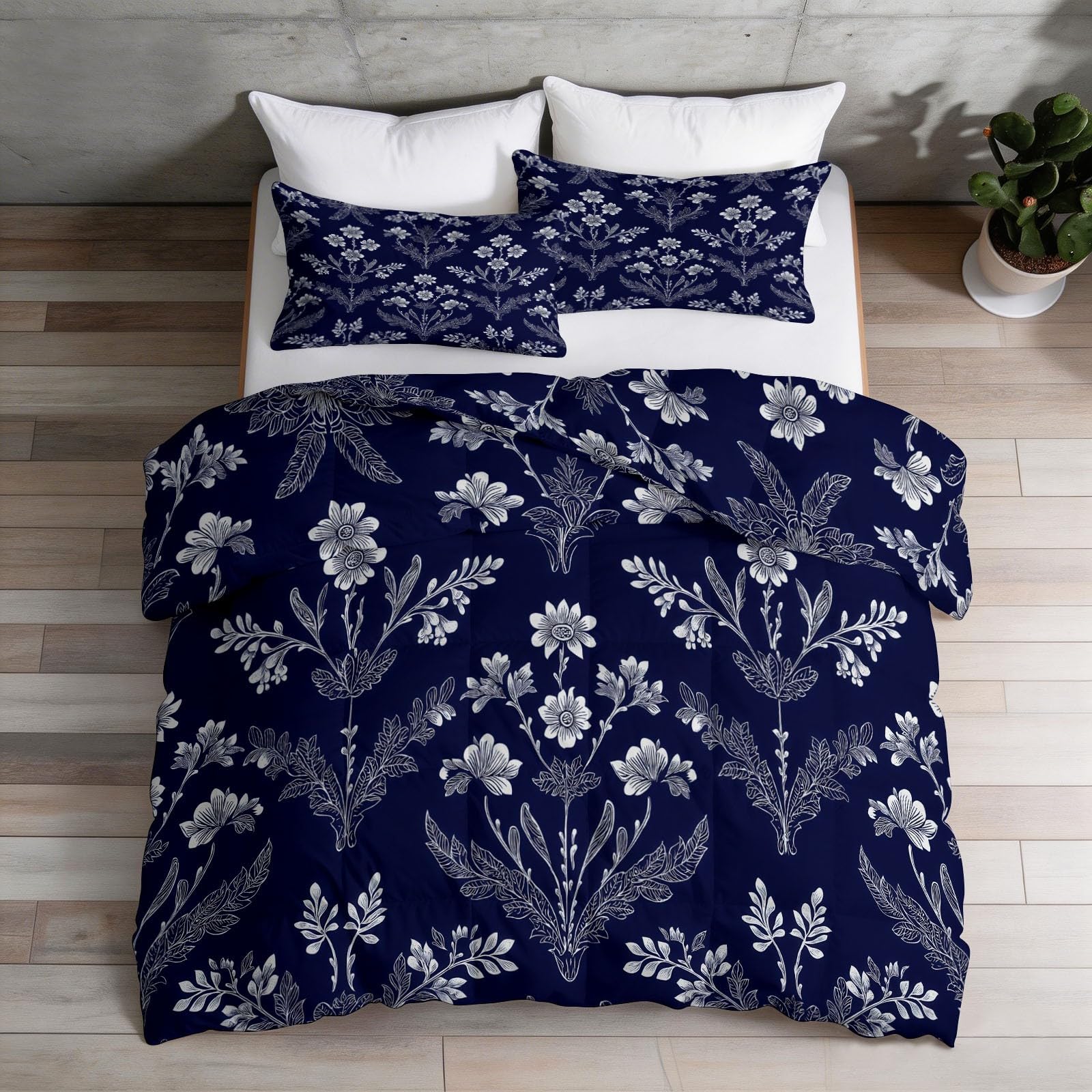 Parure de lit 200x200 cm en microfibre réversible bleu batik