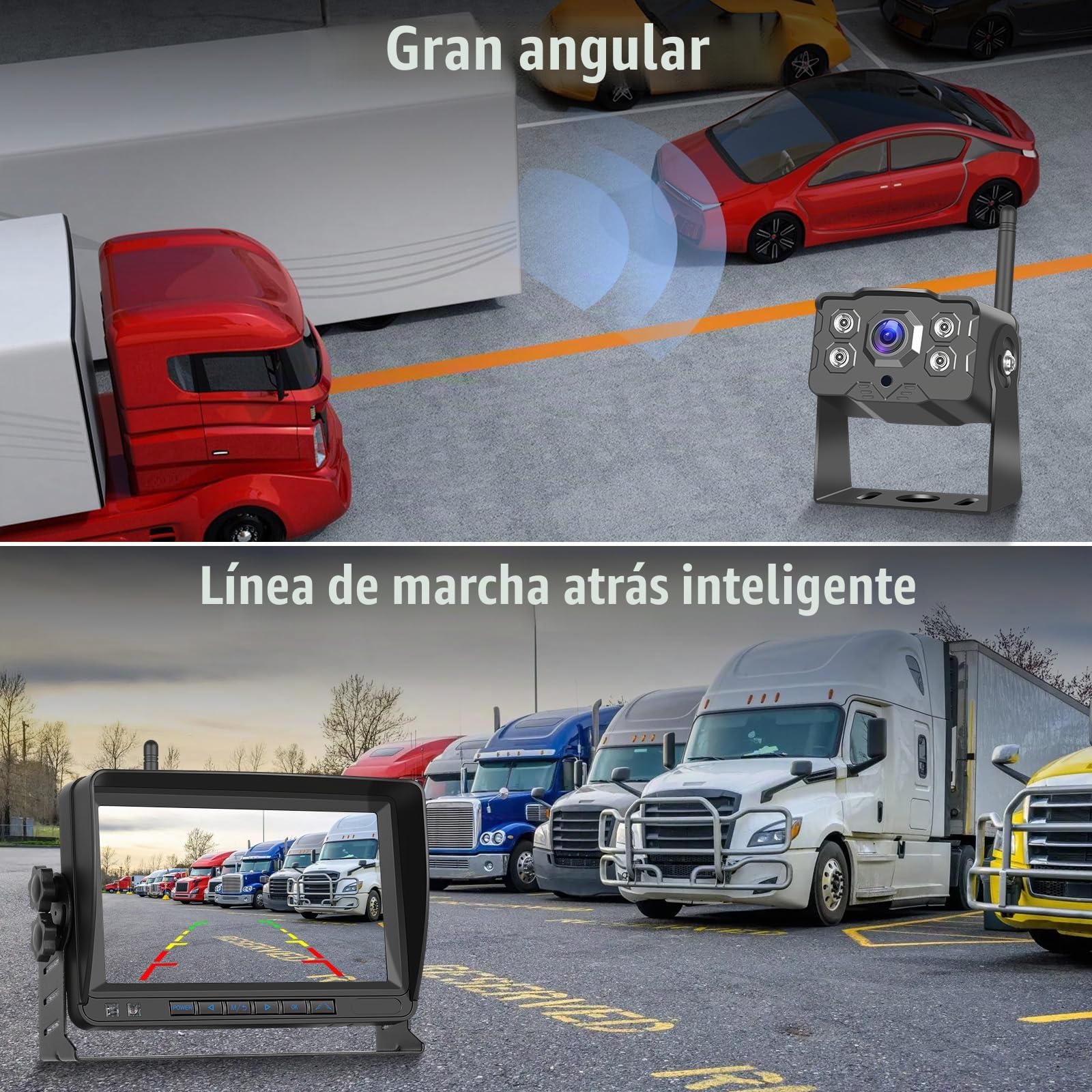 Hikity Cámara De Marcha Atrás Señal Digital WiFi con 1080P 7" DVR 12V-36V | Cámara de Marcha Atrás con Gran Ángulo Instalación Fácil Impermeable IP68 Visión Nocturna Pantalla IPS