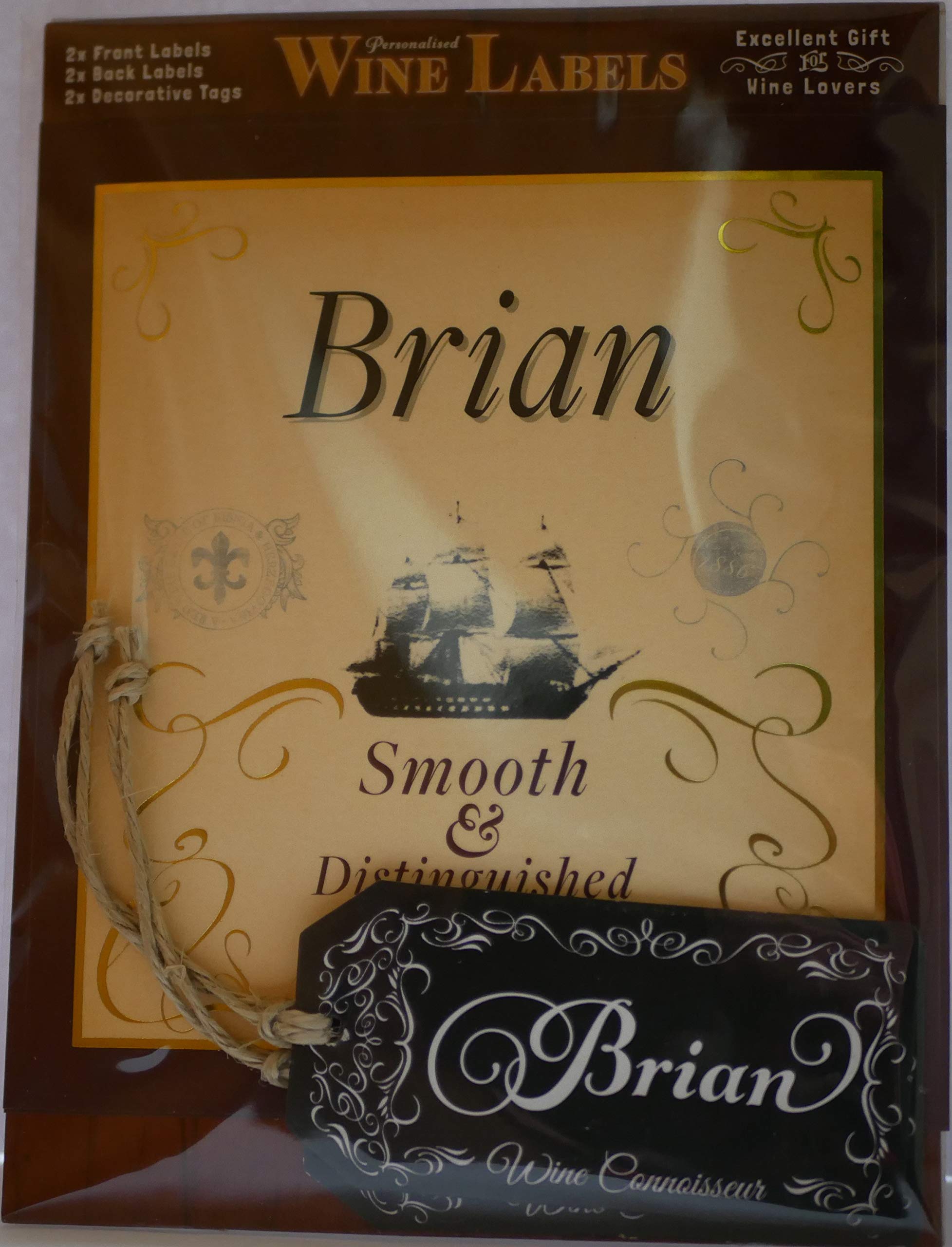 mulberry studiosBrian Wine Label, 2 Front and Back Labels and 2 Tags